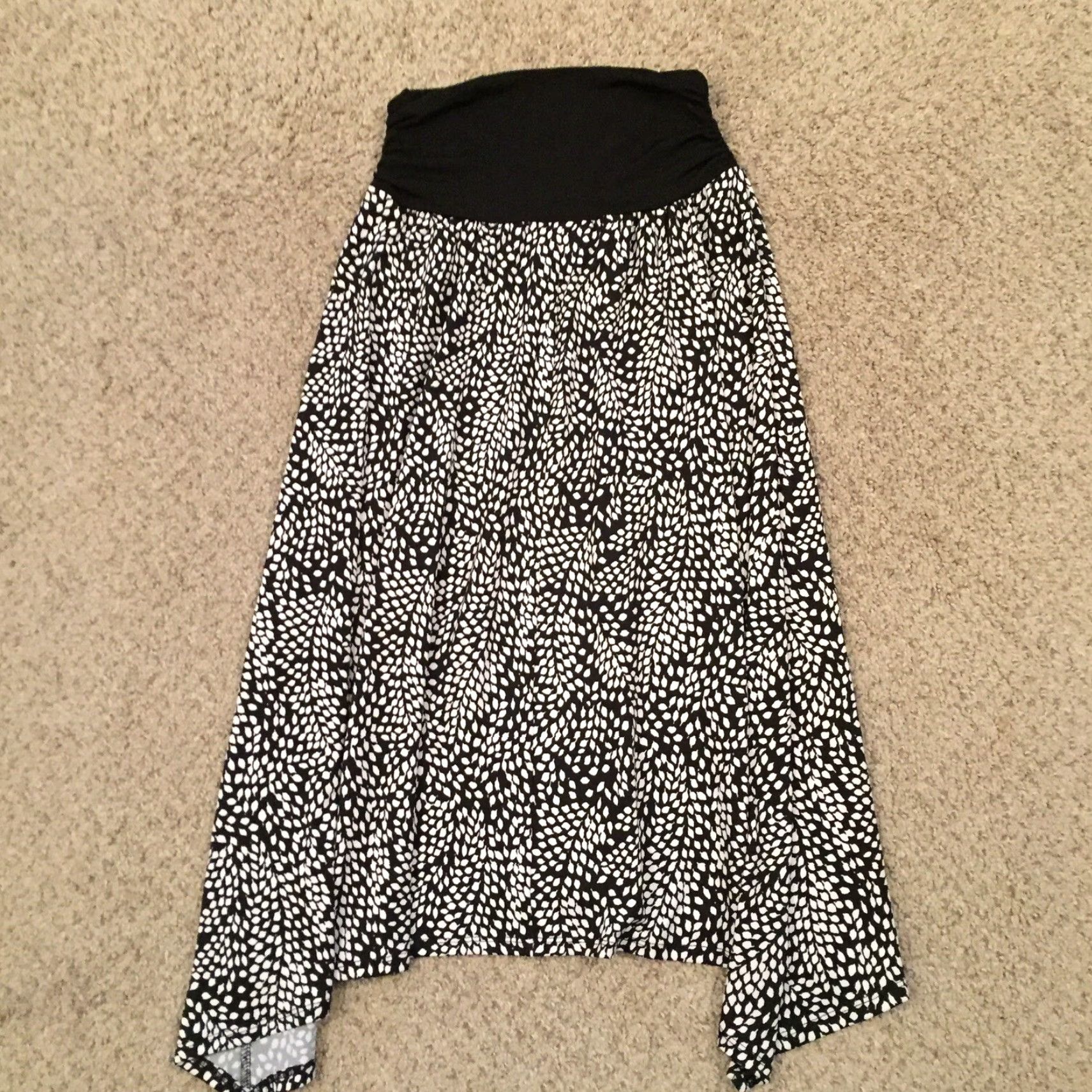 Apt. 9 Apt 9 Skirt PM Black White Floral Knee Length Pull On Elastic Waist Flare Womens Regular Size 32" / US 10 / IT 46 - 6 Thumbnail