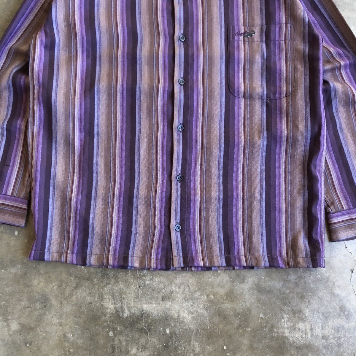 Japanese Brand 1990s Crocodile Stripe Button Up Shirt Vintage Style Size US L / EU 52-54 / 3 - 6 Thumbnail