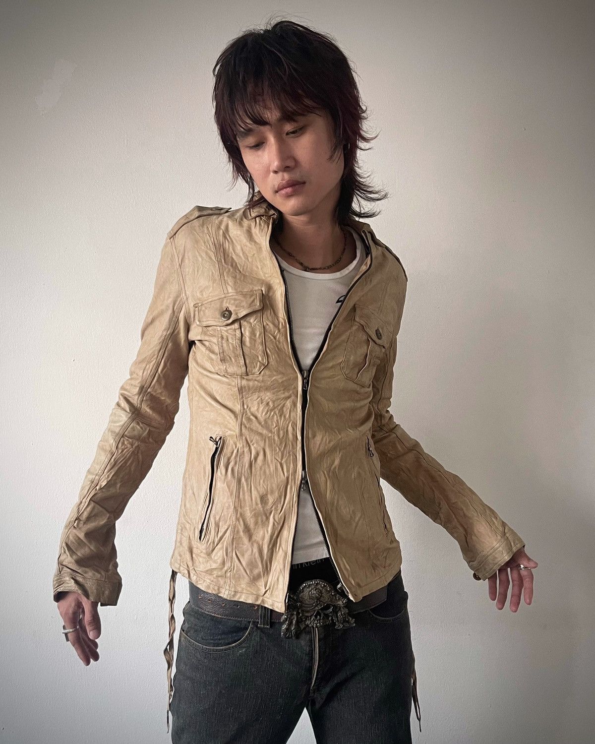 Shellac Wrinkled Leather Jacket