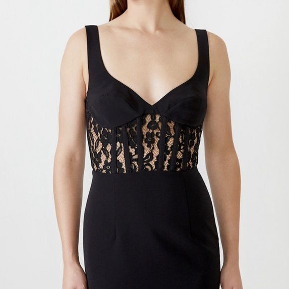 Other Bardot Corset Lace Panel Dress Black Back Slit Sleeveless LB Size M / US 6-8 / IT 42-44 - 2 Thumbnail