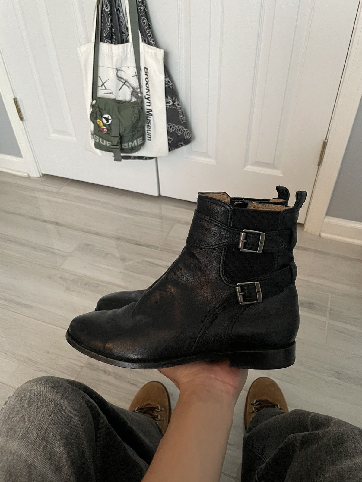 Frye Anna Gore Black Leather Boots