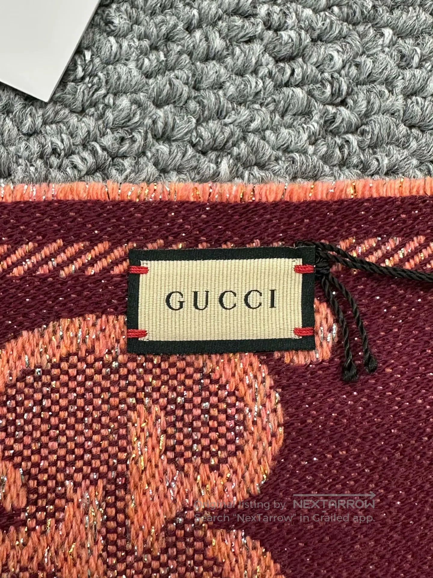 Gucci Guicci Pink and red color block old flower print cashmere Size ONE SIZE - 4 Thumbnail