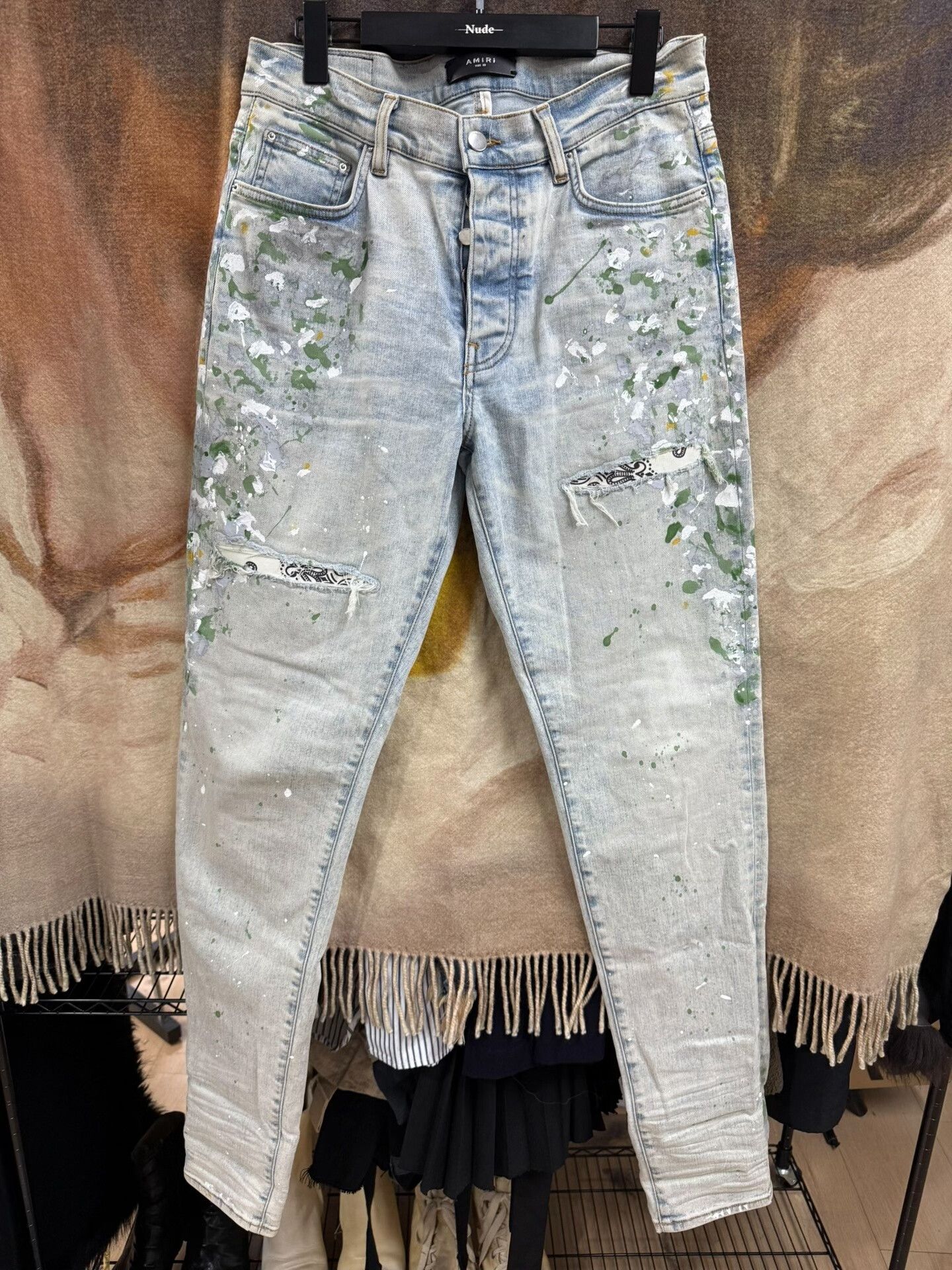 Haider Ackermann amiri splattered slim fit denim pants size 33 Size US 33 - 1 Thumbnail