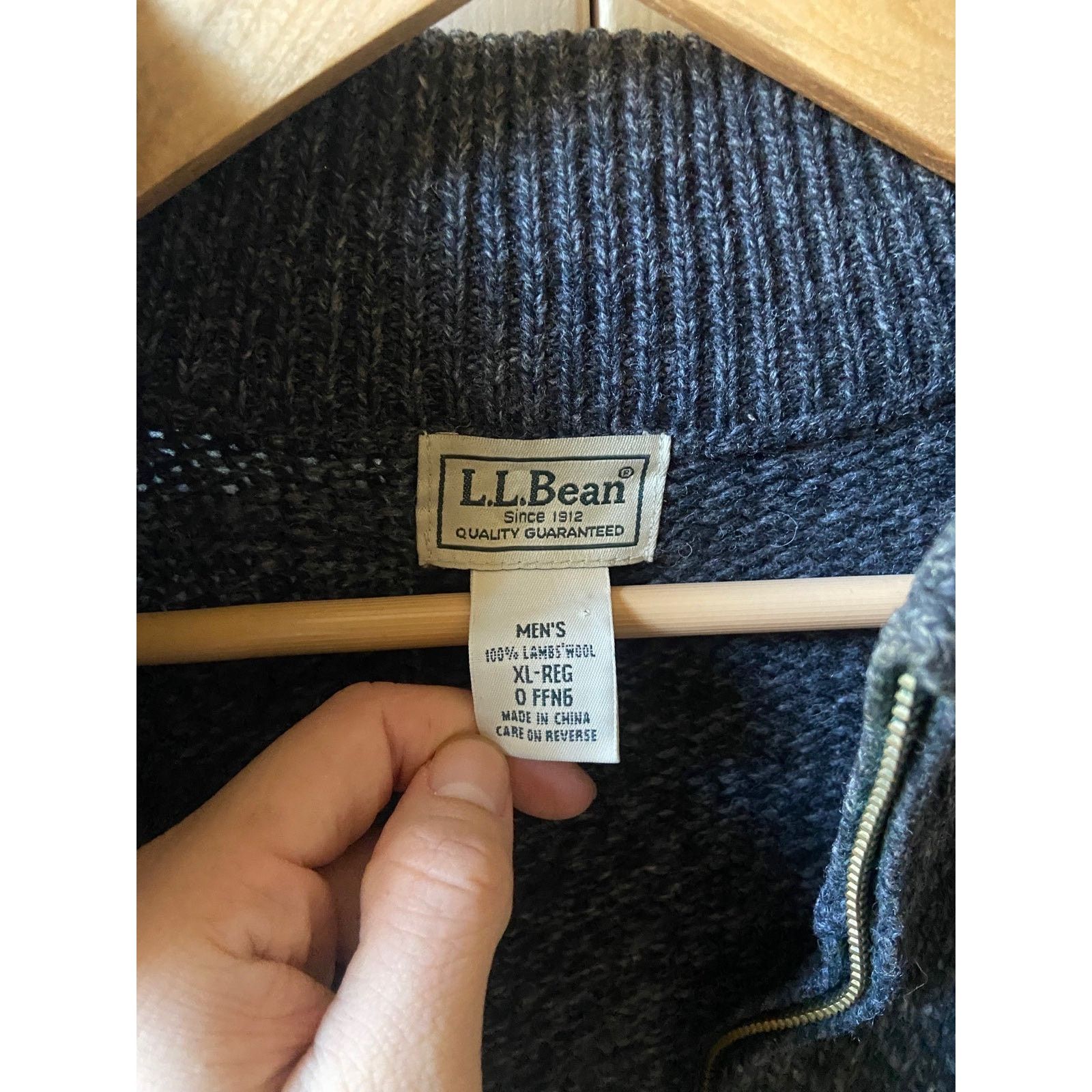 L.L. Bean LL Bean Lambs Wool Zip Grey Knit Sweater Mock Neck Size XL Size US XL / EU 56 / 4 - 6 Thumbnail