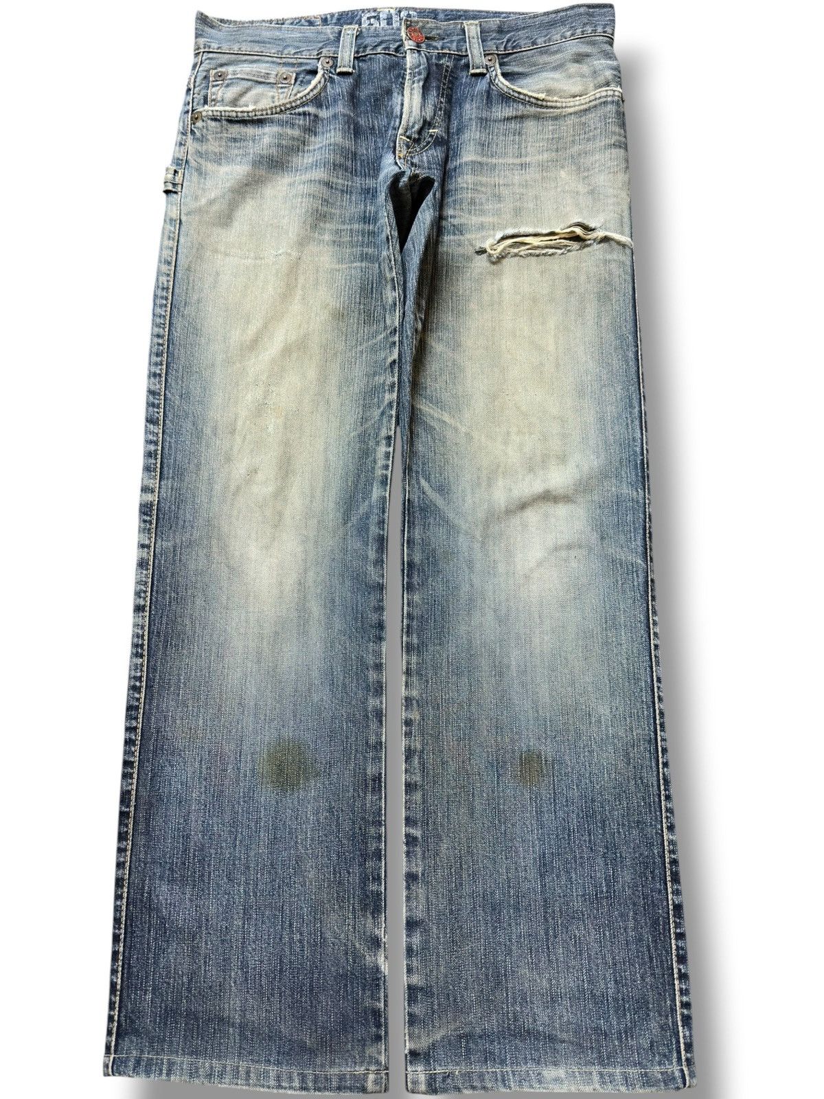 Edwin Vintage Edwin 503 Blue Trip Mudwash Ripped Distressed Denim Size US 32 / EU 48 - 1 Thumbnail
