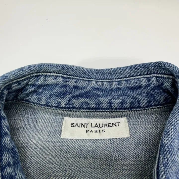 Saint Laurent Paris Saint Laurent Blue Denim Long Sleeve Shirt-2507 Size US XL / EU 56 / 4 - 3 Thumbnail
