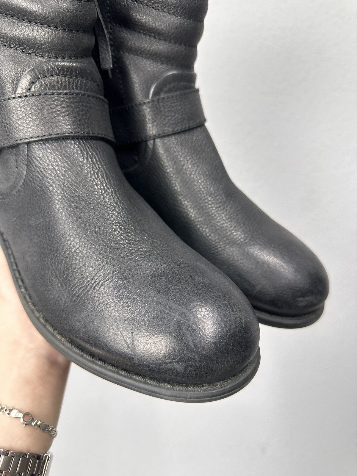 Vintage Leather Hight Boots Racing Daytona Style Guidi Y2K