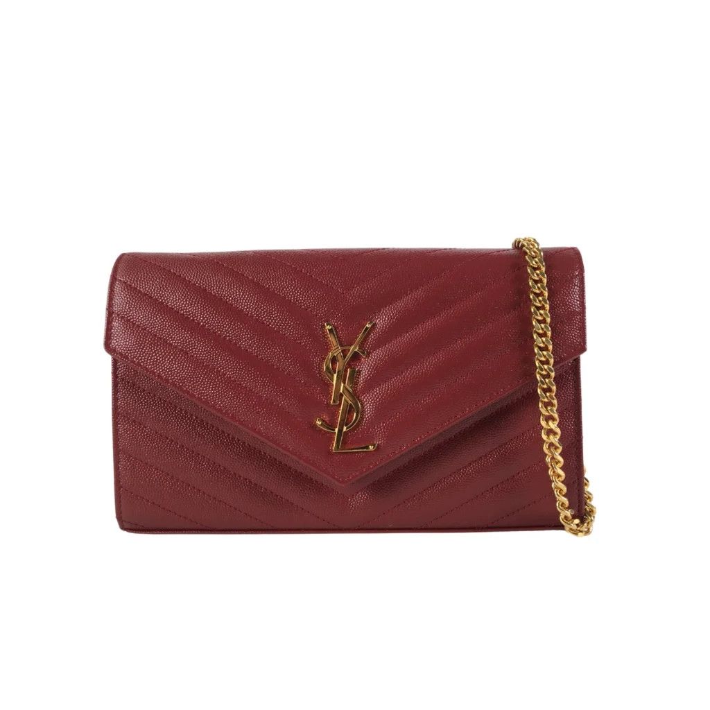 Saint Laurent Paris o1tp1o1224 Size: OS/Cassandra Wallet On Chain in Red Size ONE SIZE - 1 Thumbnail