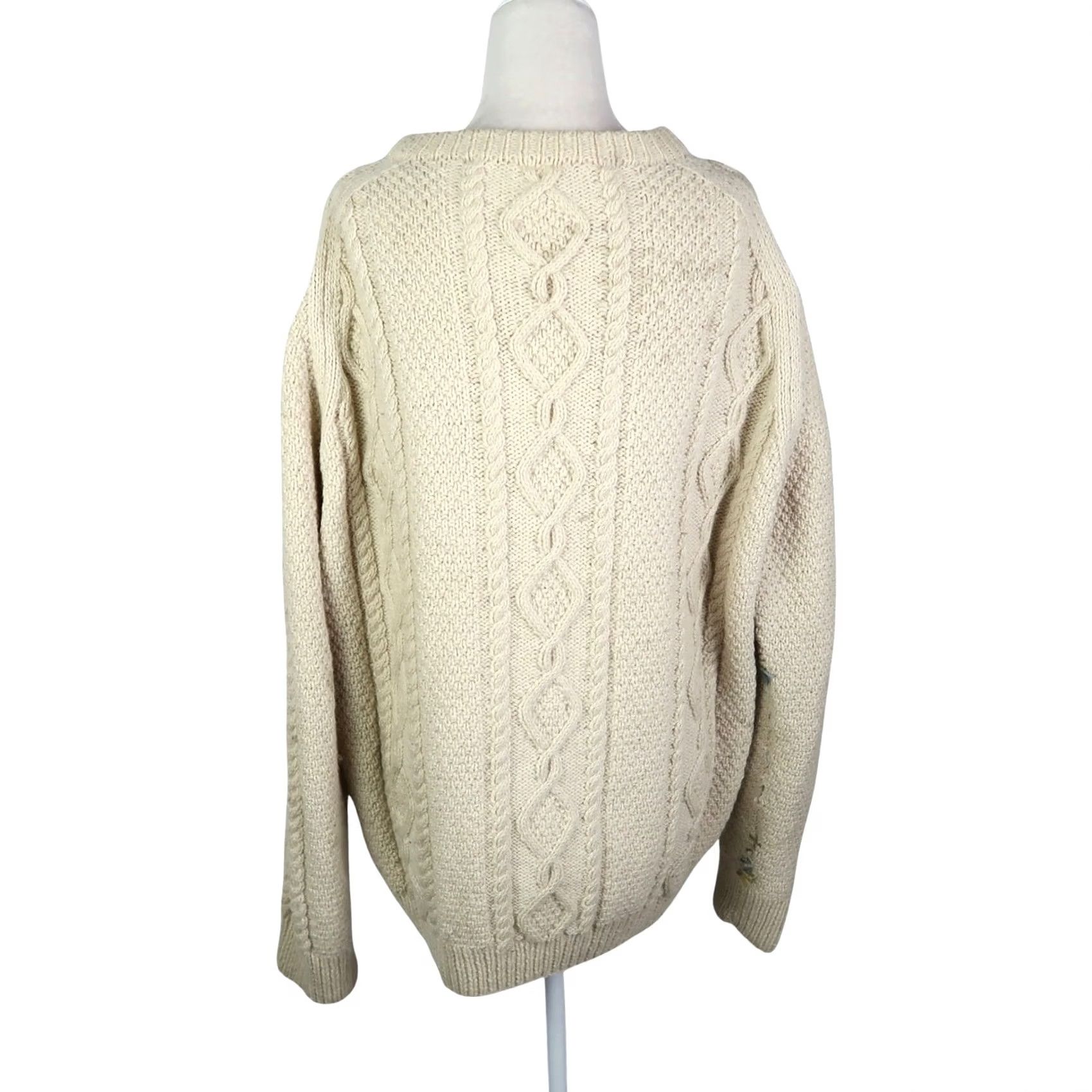 Vintage VINTAGE New Zealand Handknits Fisherman Sweater L Cream Wool Cable Knit Women Size L / US 10 / IT 46 - 4 Thumbnail
