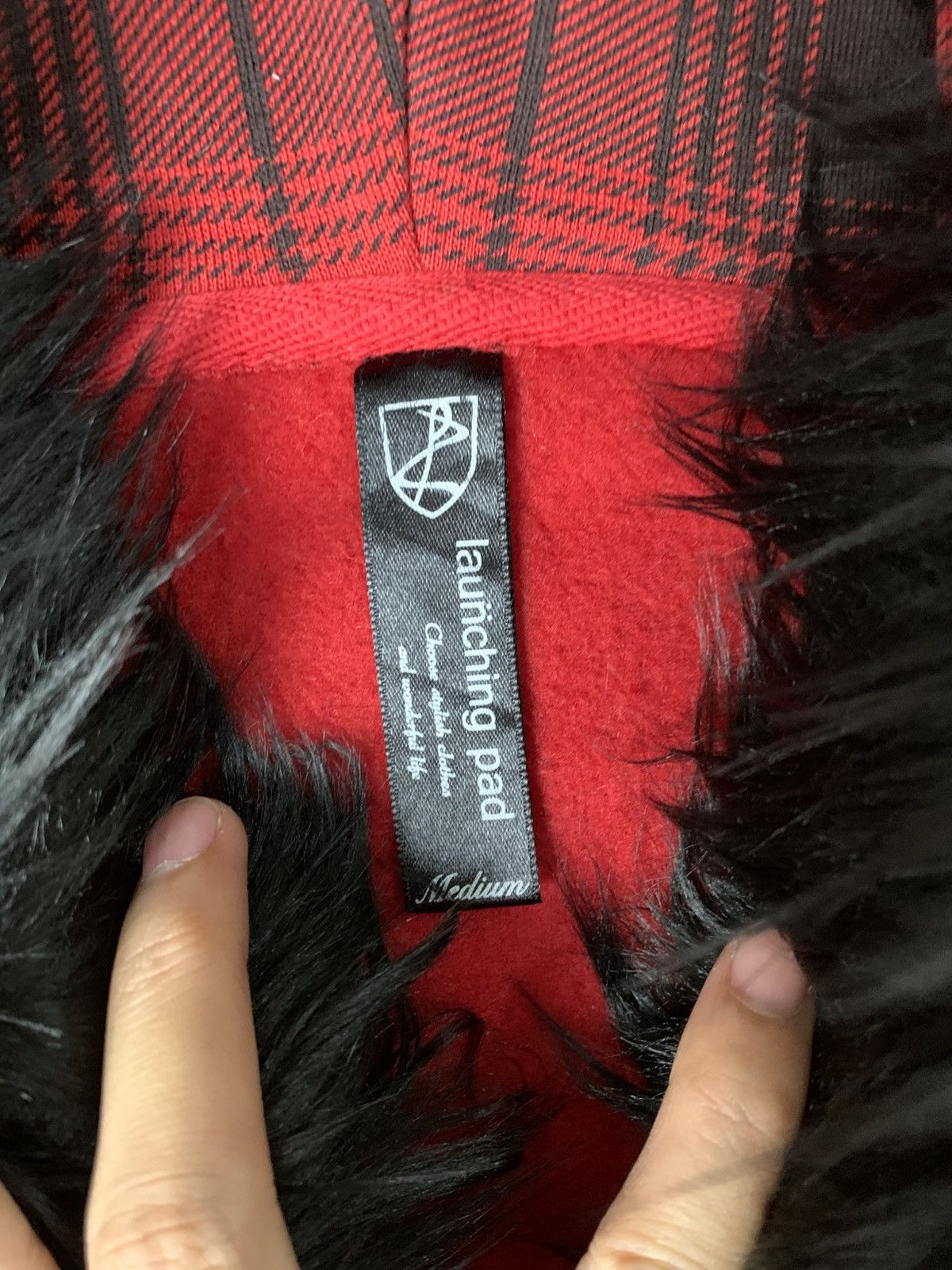 GOSTAR DE FUGA Fur hoodie tartan fireman punk grunge Size US M / EU 48-50 / 2 - 4 Thumbnail