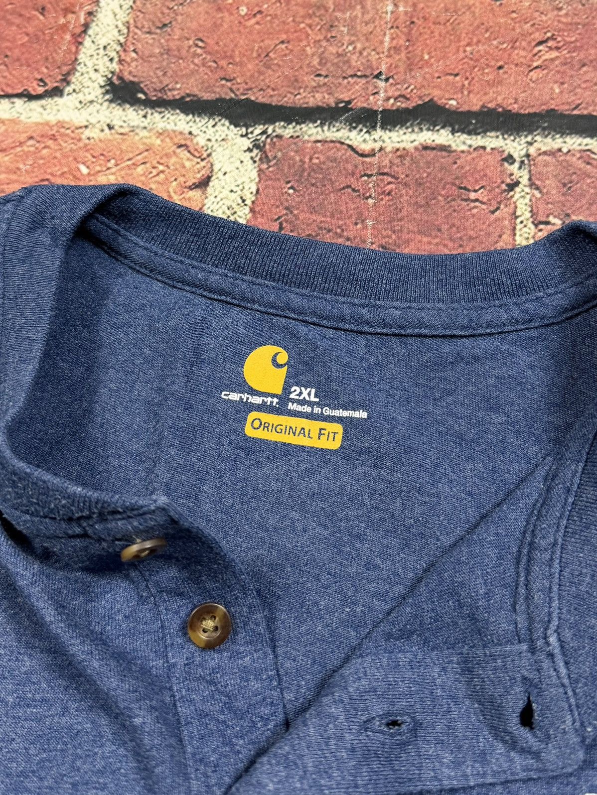 Carhartt Carhartt Henley T Shirt Blue Pocket Tee K84 Penn Line Size US XXL / EU 58 / 5 - 5 Thumbnail