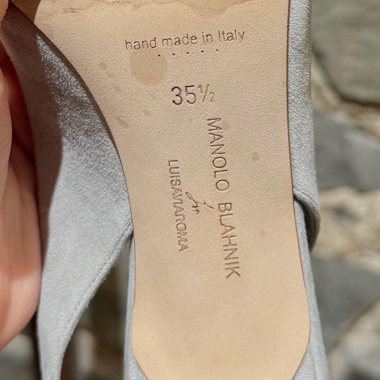 Manolo Blahnik Manolo Blahnik Grey Suede Dolores 50 Slingback Pumps Size US 5.5 / IT 35.5 - 9 Thumbnail