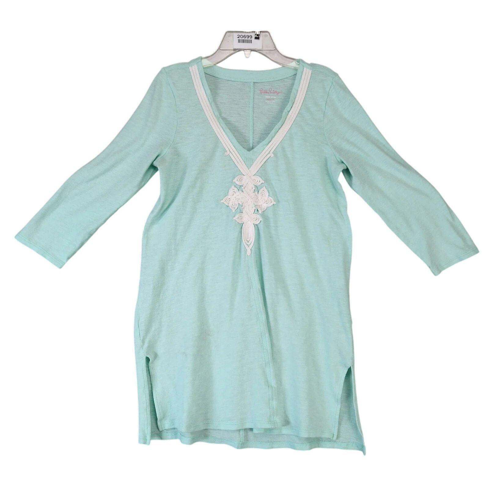 Lilly Pulitzer Lilly Pulitzer Thea Seafoam Tunic Top Women's M Applique Size M / US 6-8 / IT 42-44 - 1 Thumbnail
