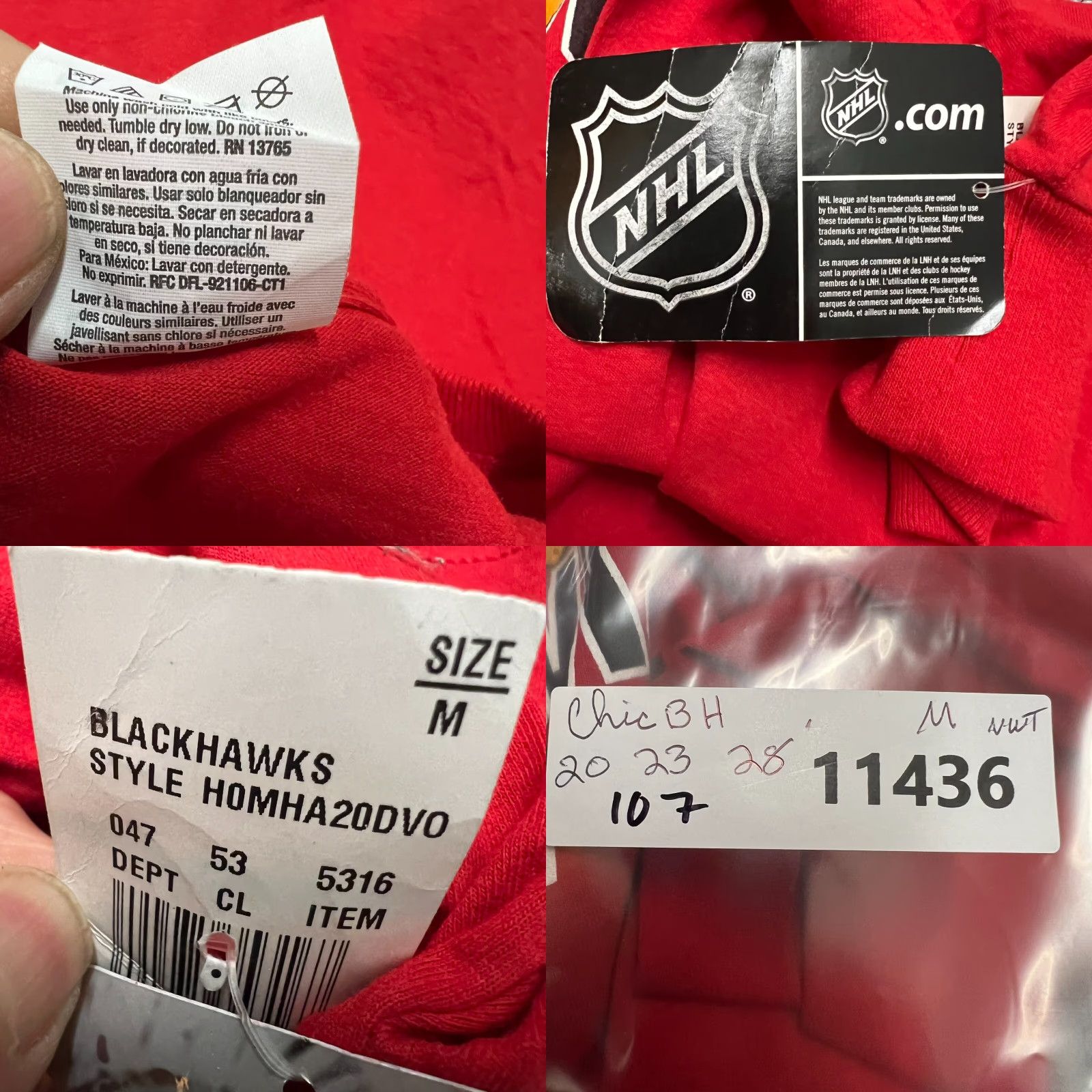 NHL VINTAGE NHL Chicago Blackhawks T-Shirt Winter Classic Long Sleeve Mens M Red Graphic Print Size US M / EU 48-50 / 2 - 8 Thumbnail