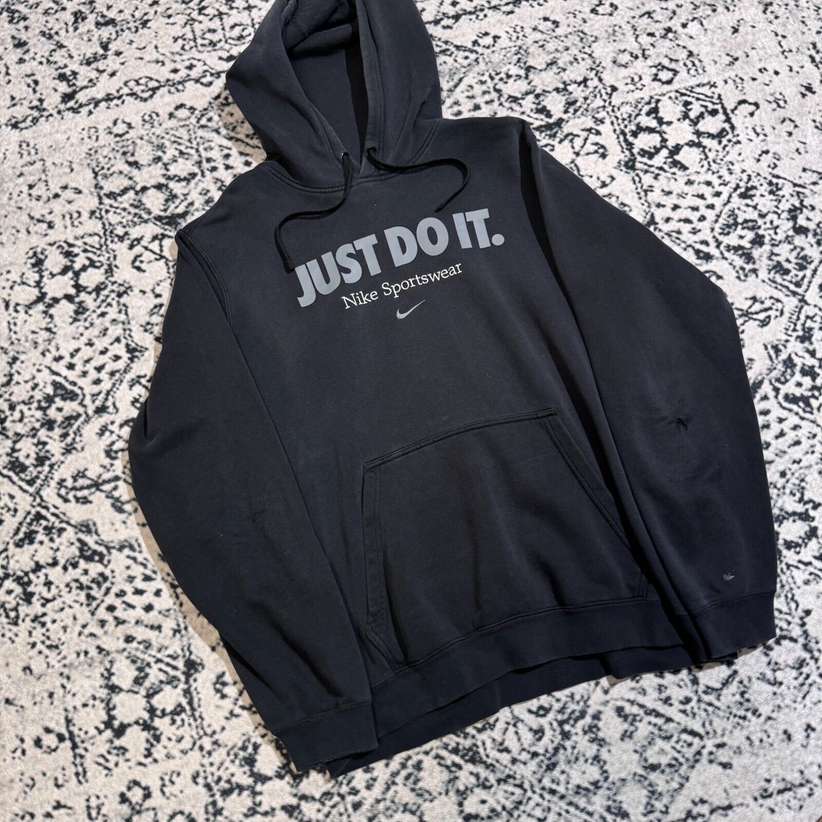 Nike × Vintage Vintage Nike Black Cotton Hoodie Size L Y2K 90s swoosh Size US L / EU 52-54 / 3 - 3 Thumbnail