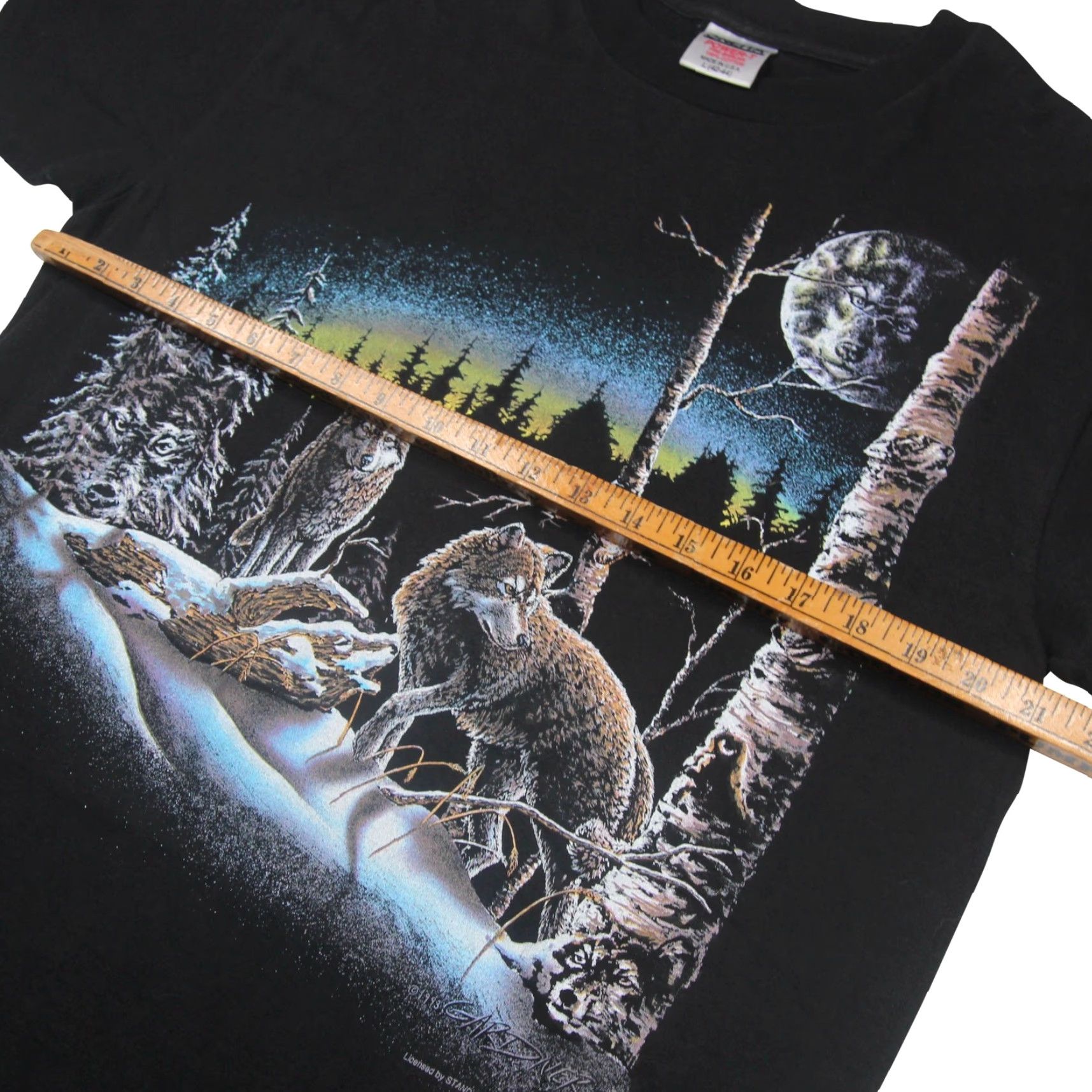 Vintage VINTAGE Wolf Abstract Graphic T Shirt Men L Black Size US L / EU 52-54 / 3 - 6 Thumbnail