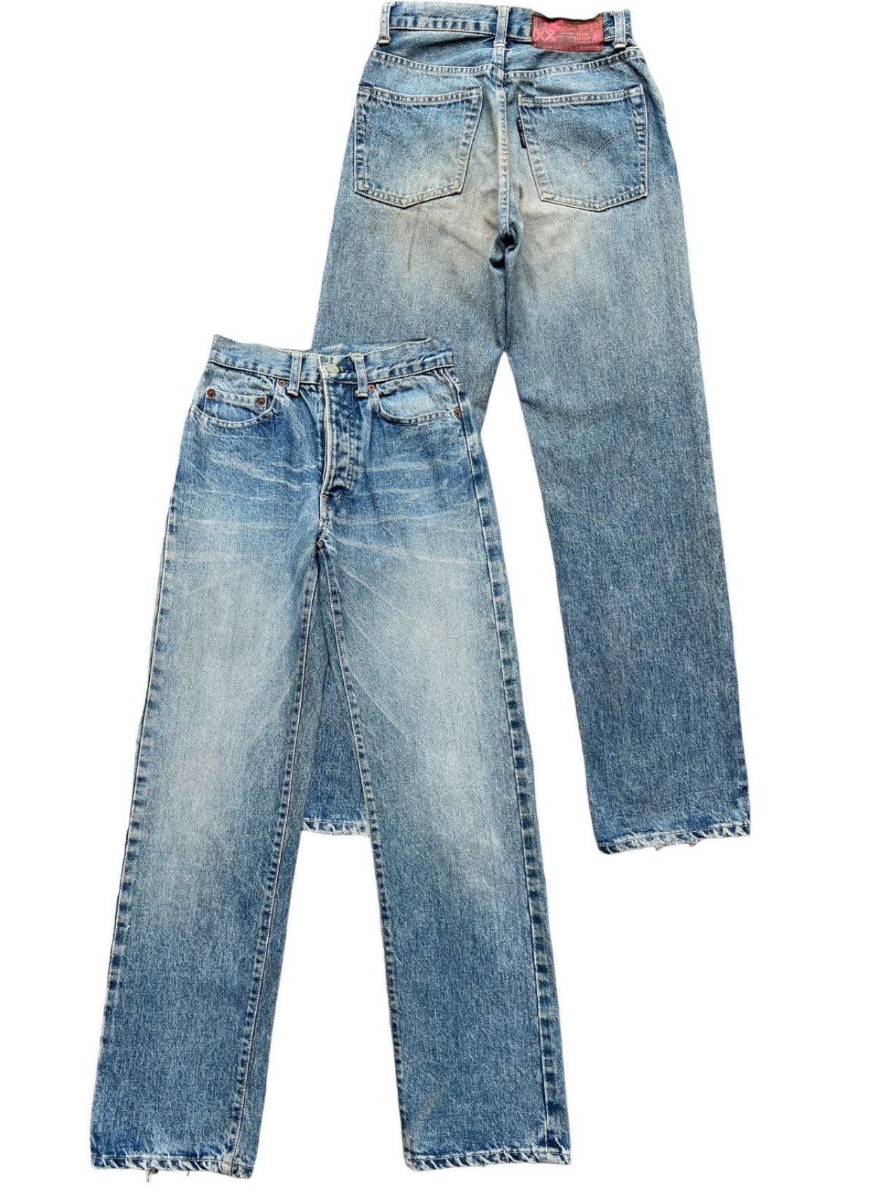 Blue Blue Japan Vintage BlueBlue Japan Selvedge Distressed Wide Jeans 24x30 Size 24" / US 00 / IT 34 - 1 Thumbnail