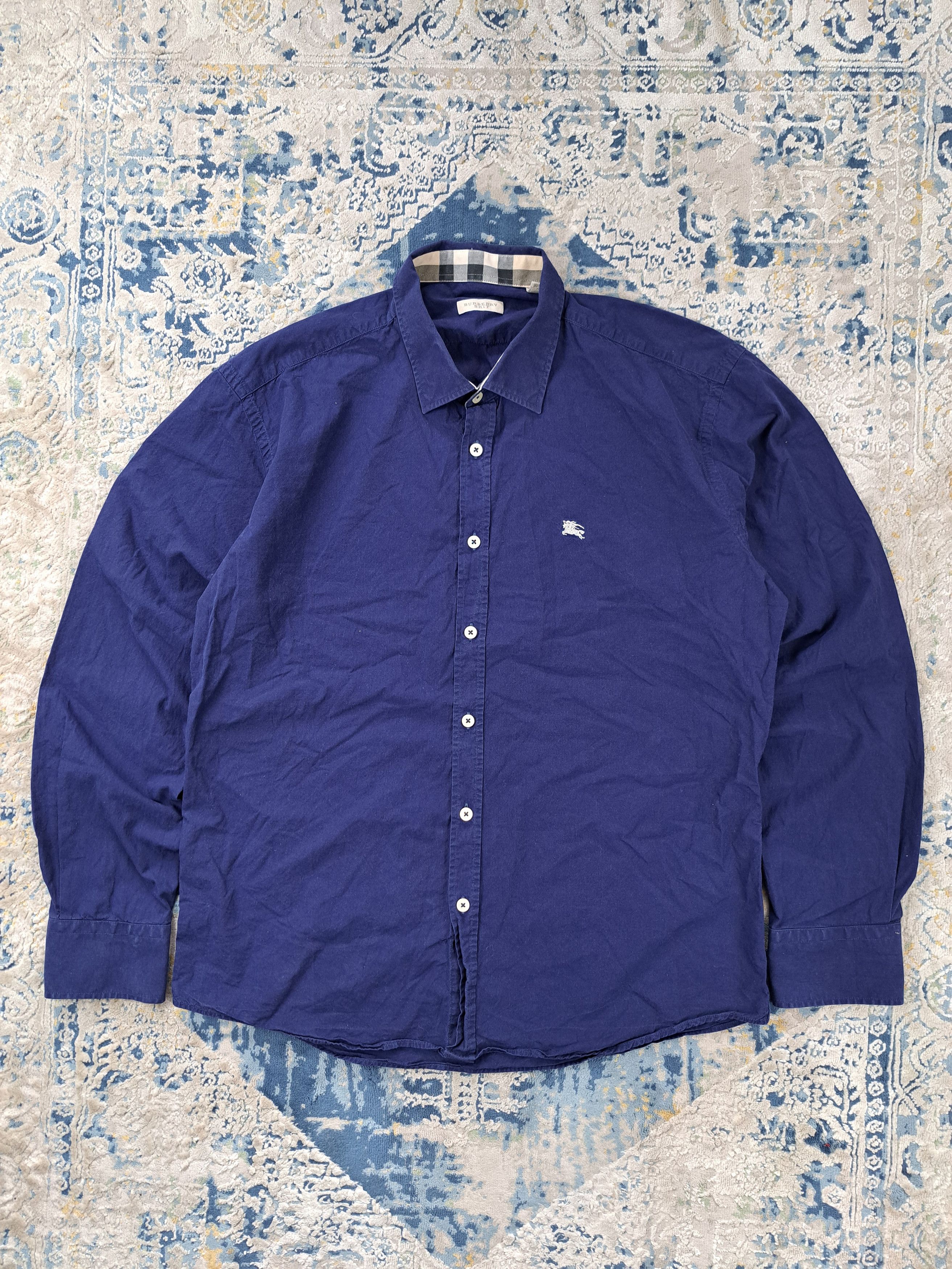 Burberry Burberry Embroidered Logo Checked Details Button Up Shirt Size US XL / EU 56 / 4 - 1 Thumbnail