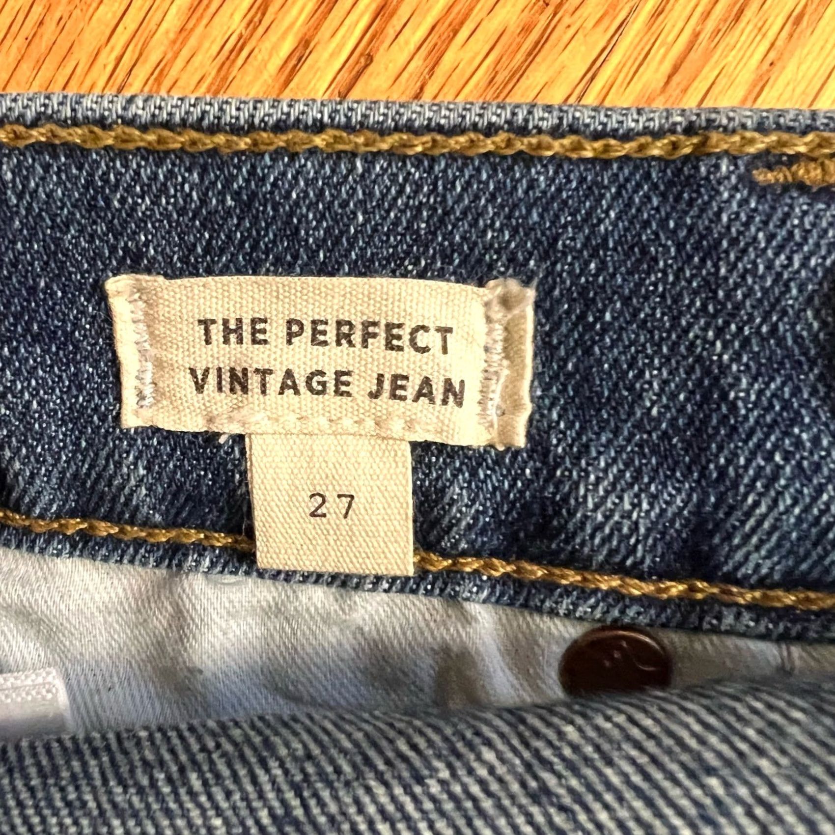 Madewell Madewell Jeans Womens 27 Perfect Vintage Blue Denim High Rise Raw Hem Jeans Womens 27 Regular Blue 29x28 Size 27" / US 4 / IT 40 - 6 Thumbnail
