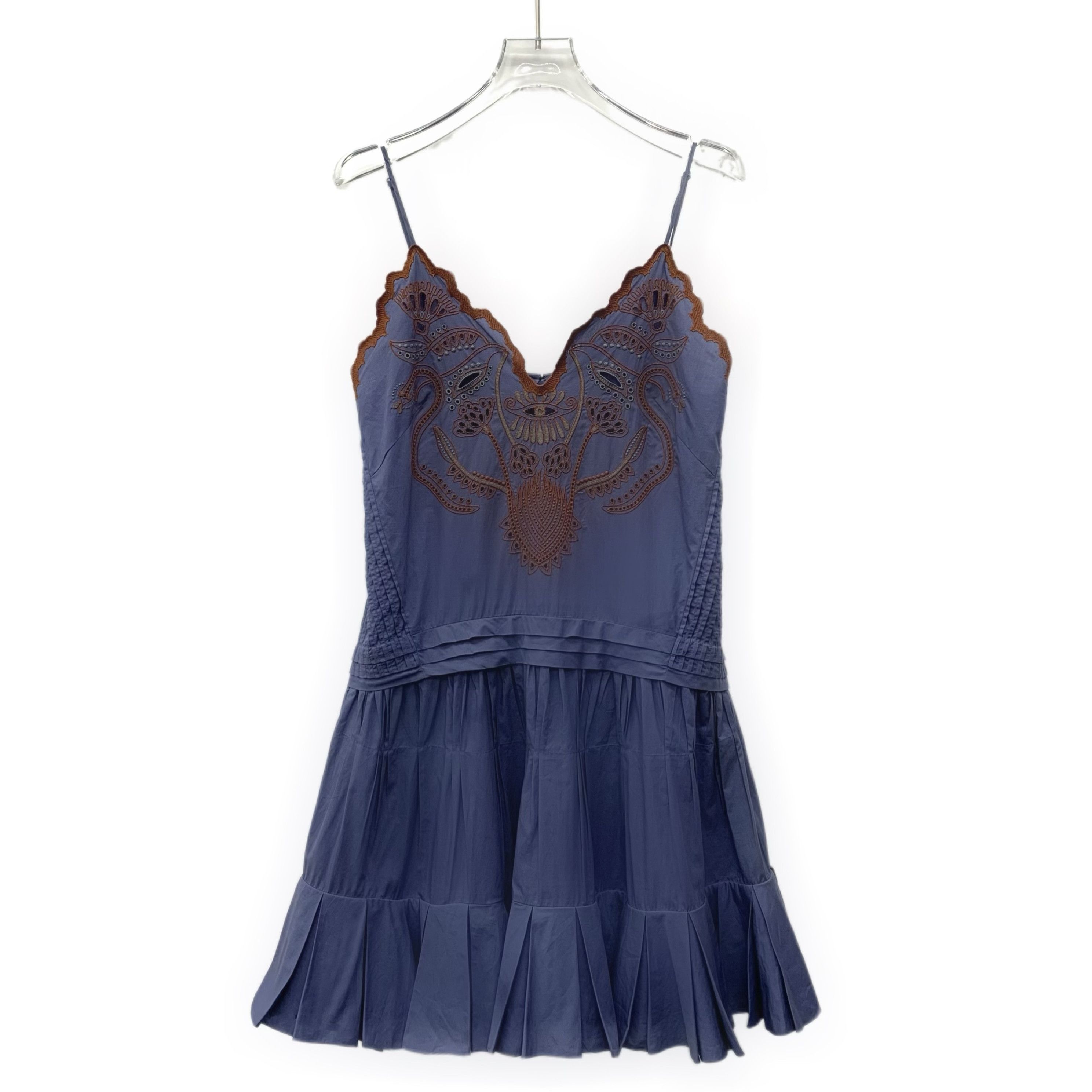 Chloe Chloe Floral Embroidered Pleated Dress Navy (XXS) Size XXS / US 00 / IT 34 - 1 Thumbnail