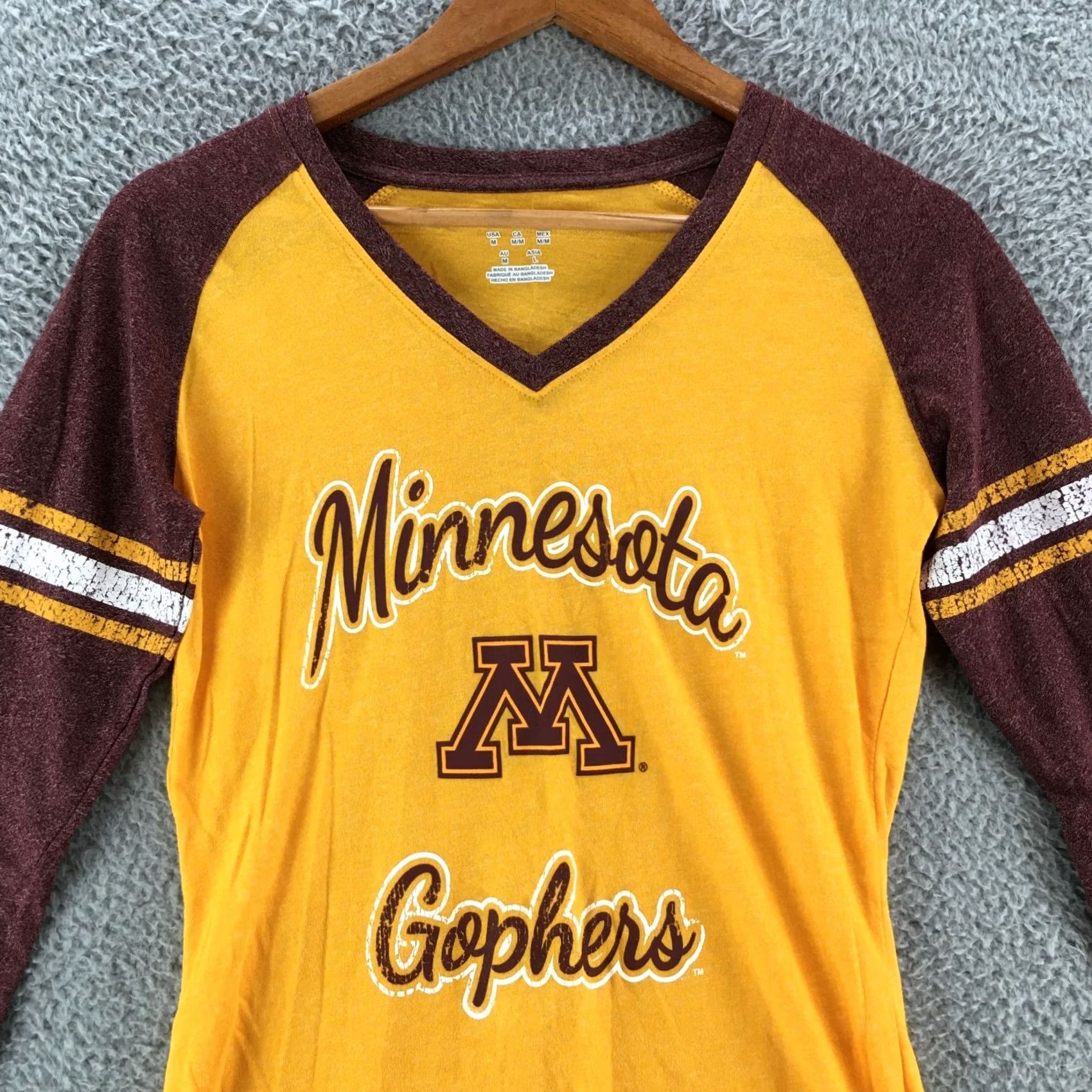 Champion Champion Minnesota Golden Gophers Raglan Tee Tshirt Womens M Yellow Maroon Size M / US 6-8 / IT 42-44 - 2 Thumbnail