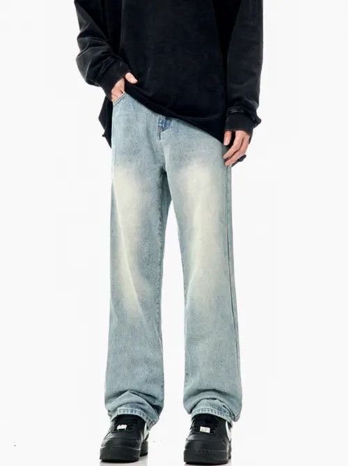 VIBE American retro washed distressed blue simple loose jeans Size US 32 / EU 48 - 6 Thumbnail