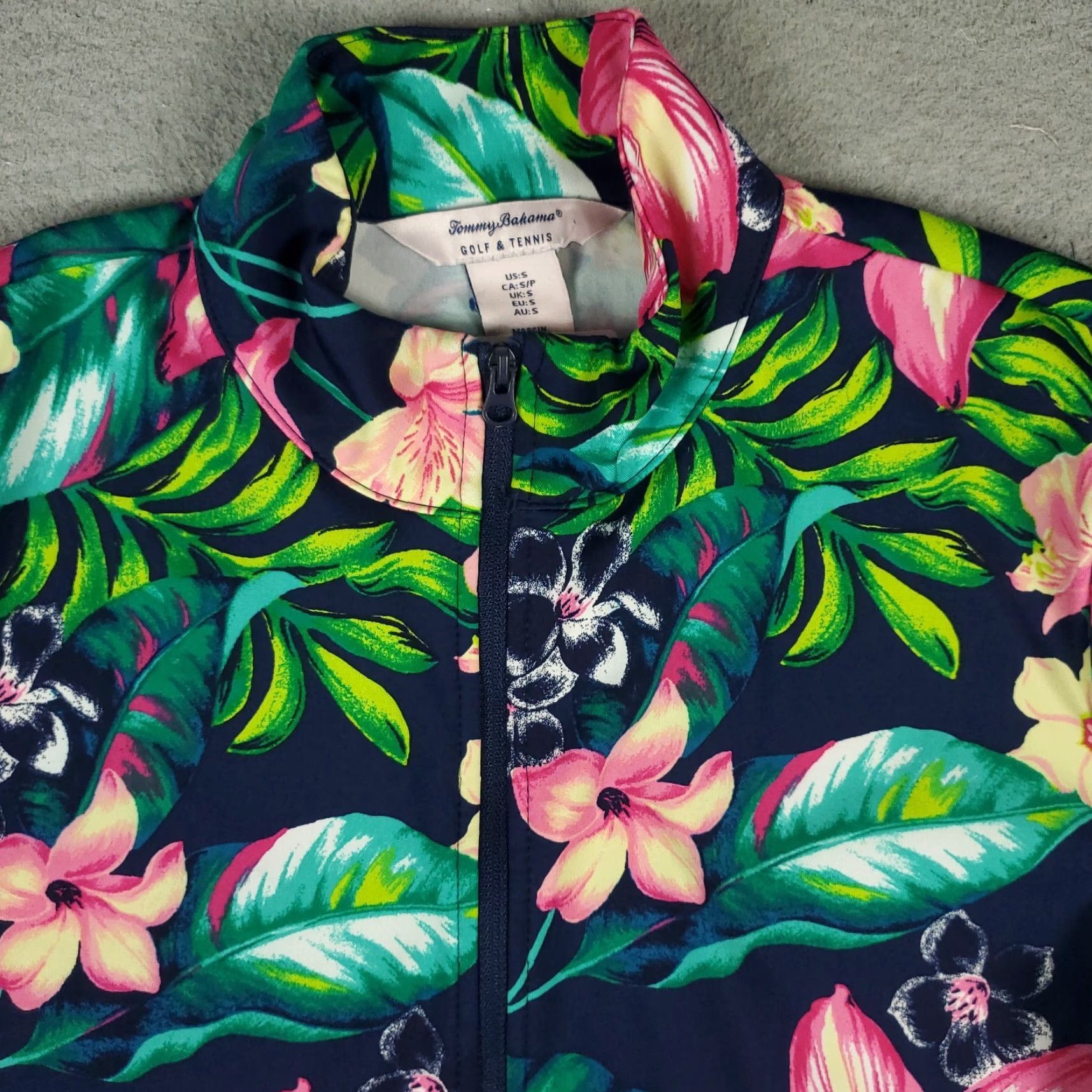 Tommy Bahama Tommy Bahama Jacket Womens Small Blue Floral Active Full Zip Track Jacket Size S / US 4 / IT 40 - 2 Thumbnail
