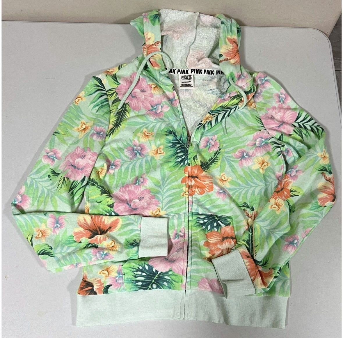 Victoria's Secret Green Hibiscus Flower Tropical Floral Sweatshirt Hoodie XS🌸✨ Size XS / US 0-2 / IT 36-38 - 1 Thumbnail