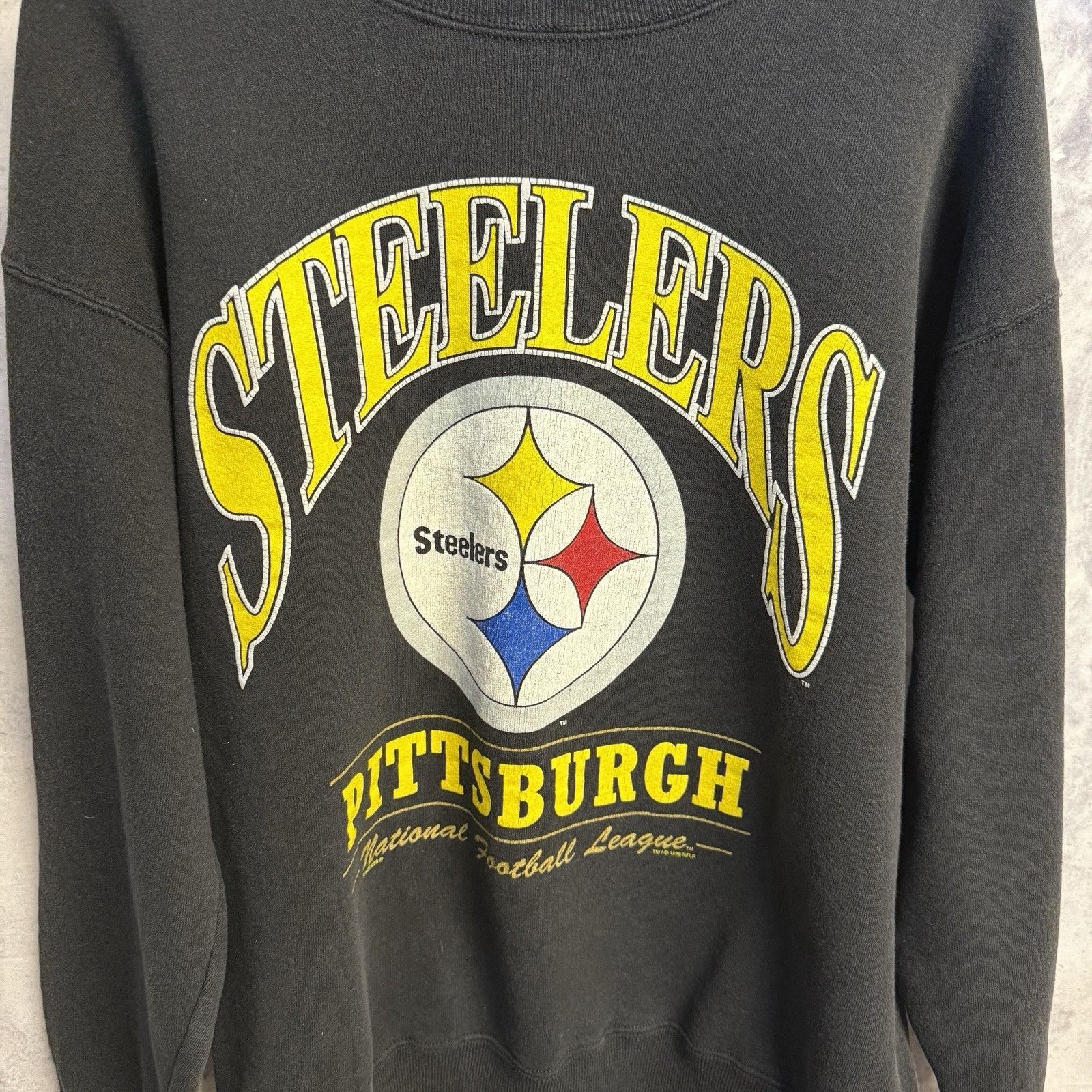 NFL Vintage 90s Pittsburgh Steelers Sweatshirt Mens Large Black Size US L / EU 52-54 / 3 - 4 Thumbnail