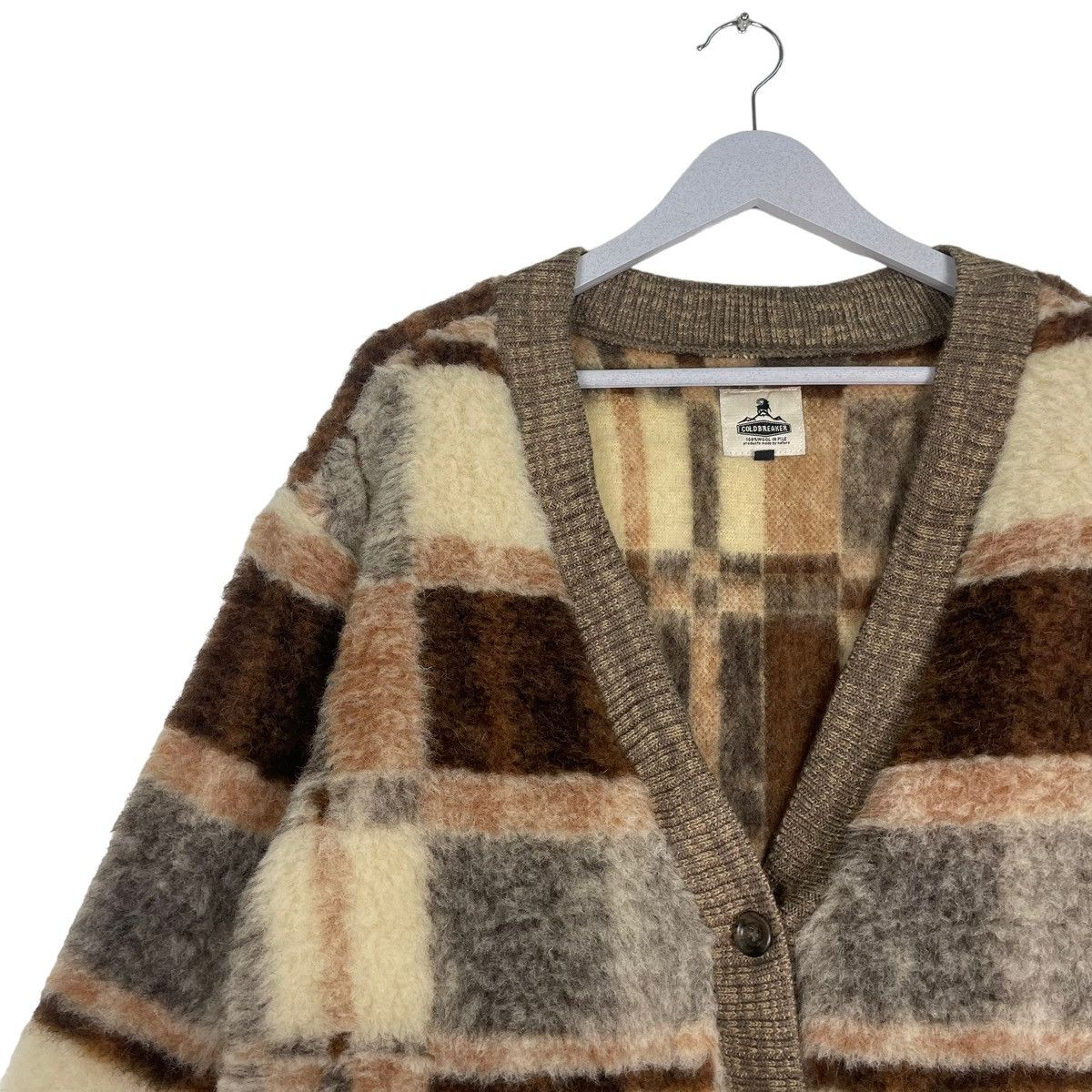 Beauty Beast × Japanese Brand × Le Grande Bleu (L.G.B.) STEAL💥COLDBREAKER CHECK PILE WOOL BUTTON CARDIGAN Size US M / EU 48-50 / 2 - 7 Thumbnail