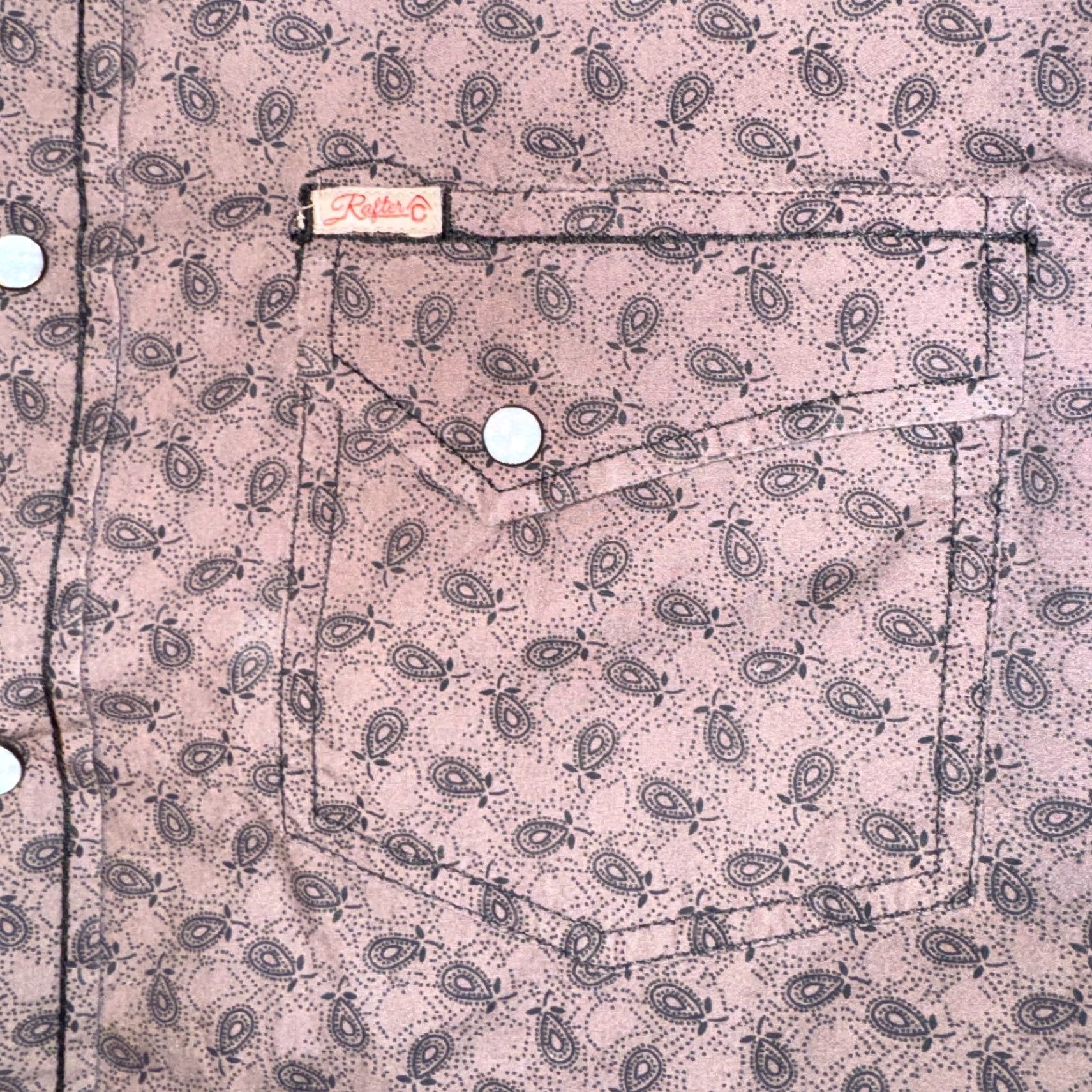 Vintage Rafter C Brown Paisley Western Pearl Snap Shirt XL Cowboy Rodeo Long Sleeve Button Up Mens Casual Size US XL / EU 56 / 4 - 3 Thumbnail