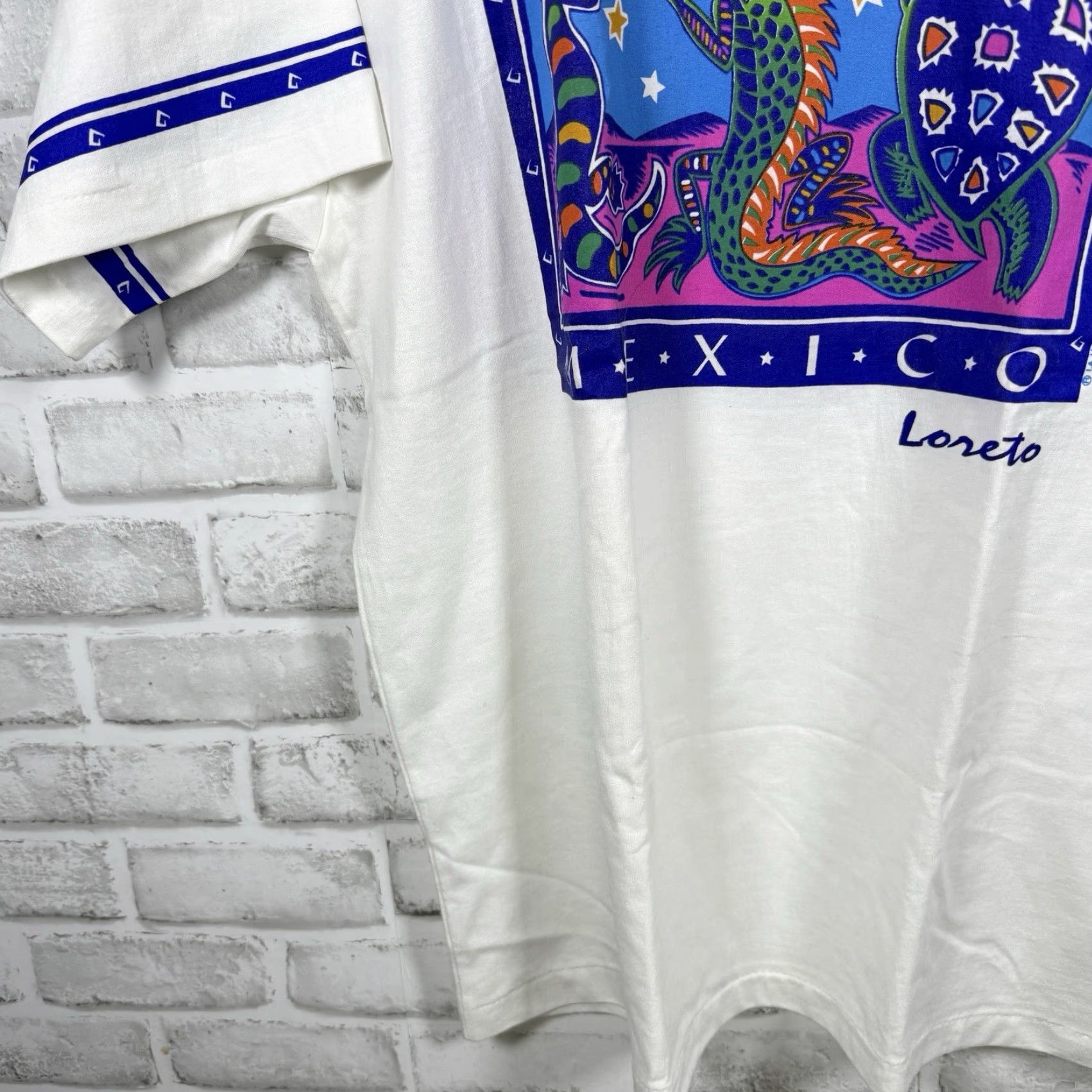 Vintage VTG MEXICO Unbranded Polyester Blend White Graphic Tee Mens Size XL SINGLE STITCH Manolas Stitch Size US XL / EU 56 / 4 - 3 Thumbnail