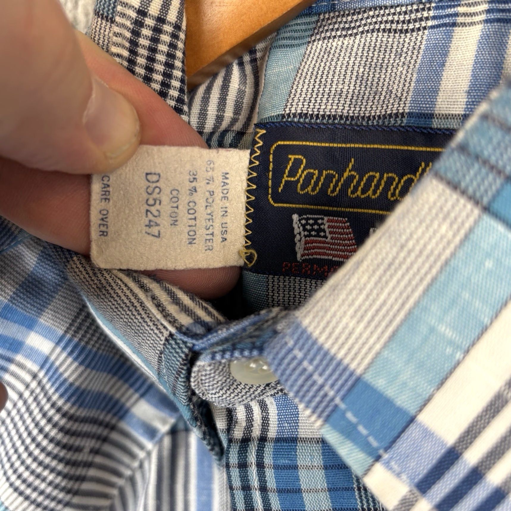 Vintage VINTAGE Panhandle Slim Shirt Men L Blue Plaid Polyester Blend Western Pearl Snap USA Shirt Size US L / EU 52-54 / 3 - 4 Thumbnail