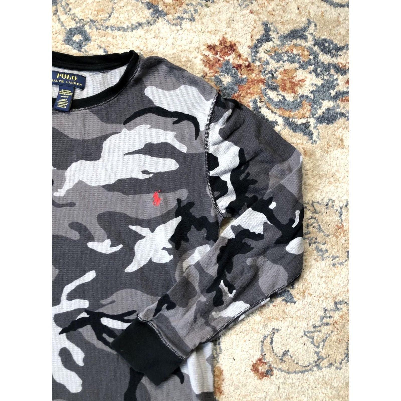 Polo Ralph Lauren Polo Ralph Lauren Shirt Mens Medium Gray Camo Long Sleeve Thermal Sleepwear Top Size US M / EU 48-50 / 2 - 4 Thumbnail