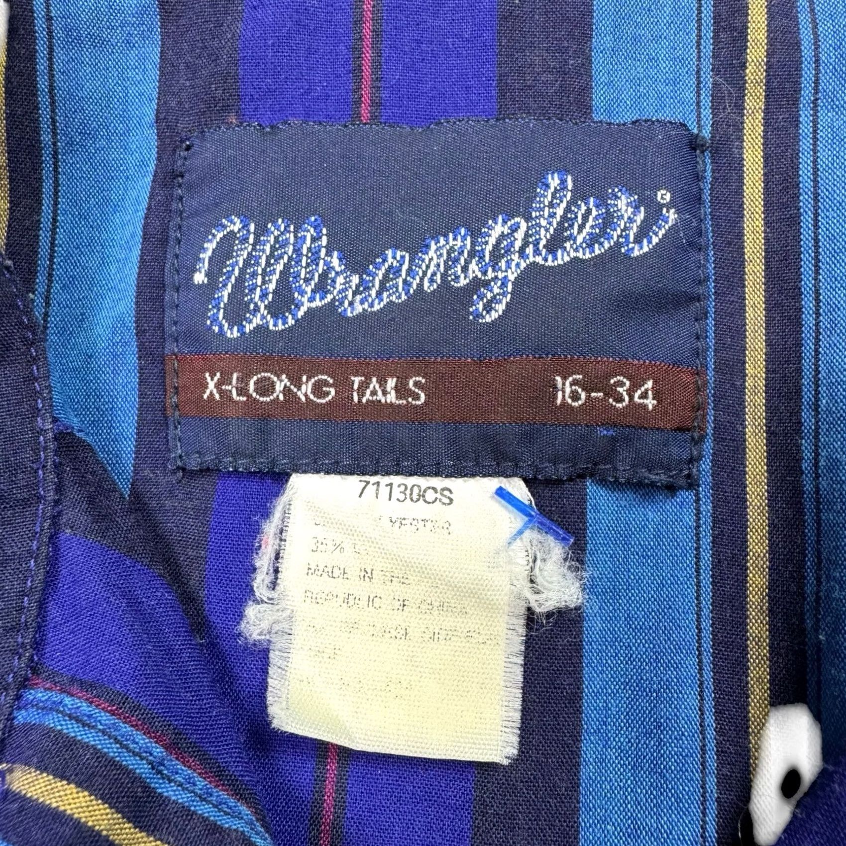 Wrangler VINTAGE Wrangler Shirt Mens Pearl Snap Western Cowboy X-Long Tails 16-34 Blue USA Size US L / EU 52-54 / 3 - 6 Thumbnail