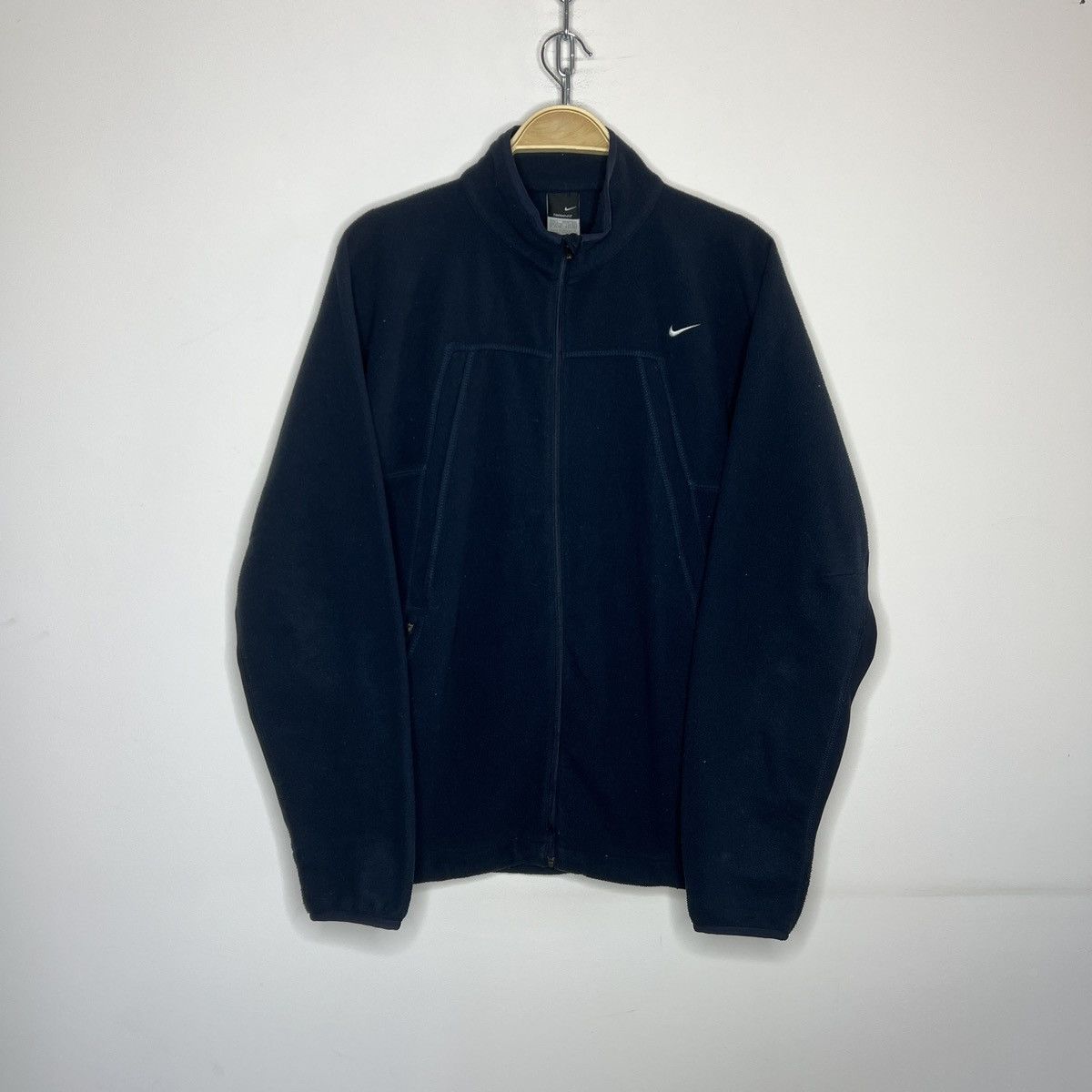 Nike × Vintage Vintage Y2K Nike Zip Fleece Jacket Navy Swoosh Logo 90s Size US L / EU 52-54 / 3 - 2 Thumbnail
