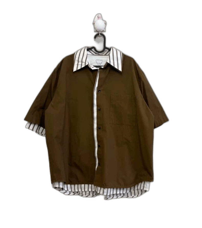 Bottega Veneta Bottega Veneta Khaki Short Sleeve Shirt Size US L / EU 52-54 / 3 - 1 Thumbnail