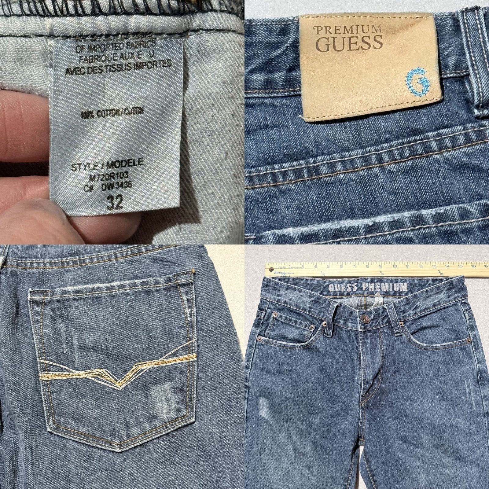 Guess VINTAGE Guess Jeans Wide-Leg Men 32 Blue Denim Dark Wash Zip-Fly 90s Mens Jeans Size US 32 / EU 48 - 9 Thumbnail