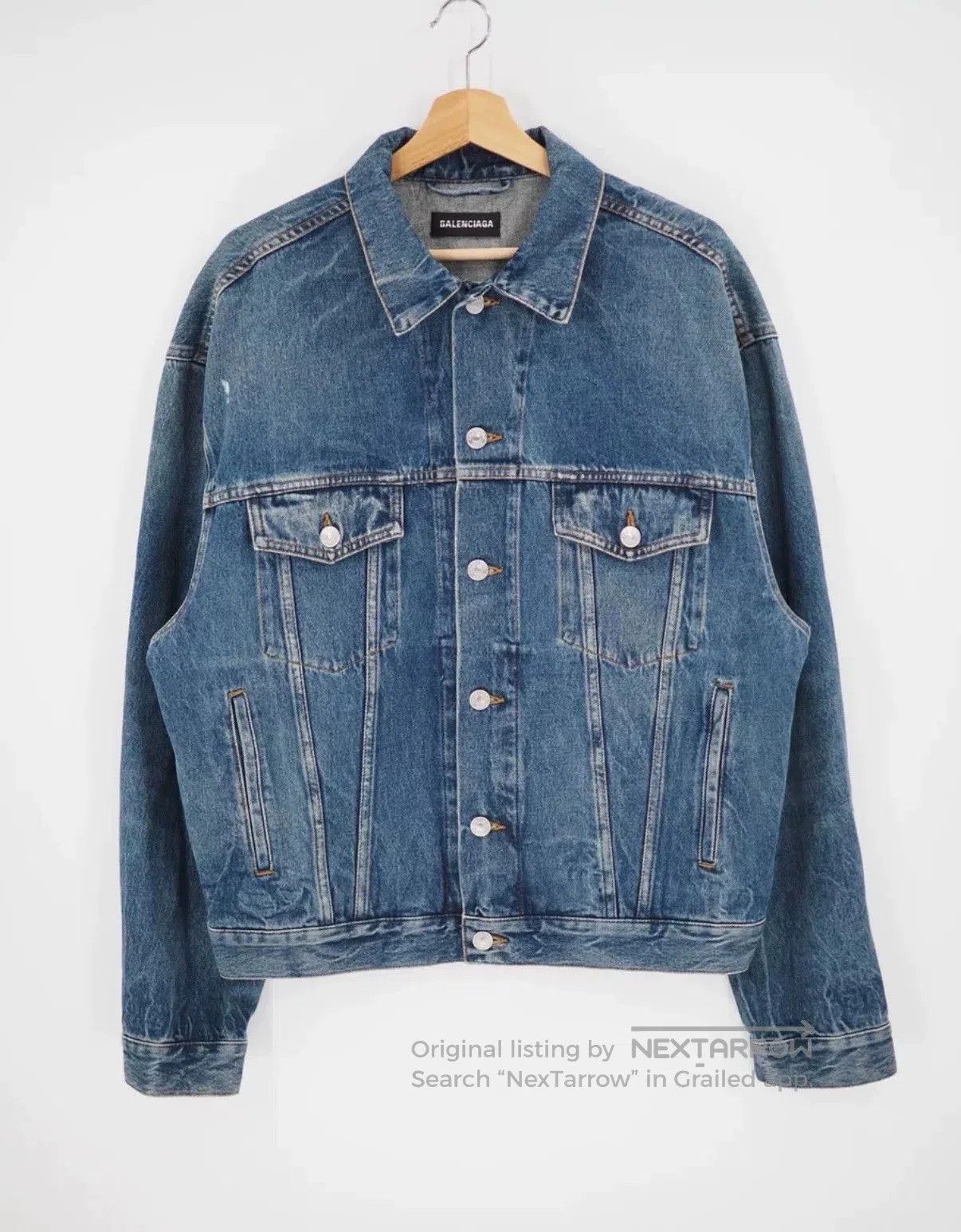 Balenciaga Balenciaga Back Logo Embroidered Denim Jacket. Size US XL / EU 56 / 4 - 2 Thumbnail