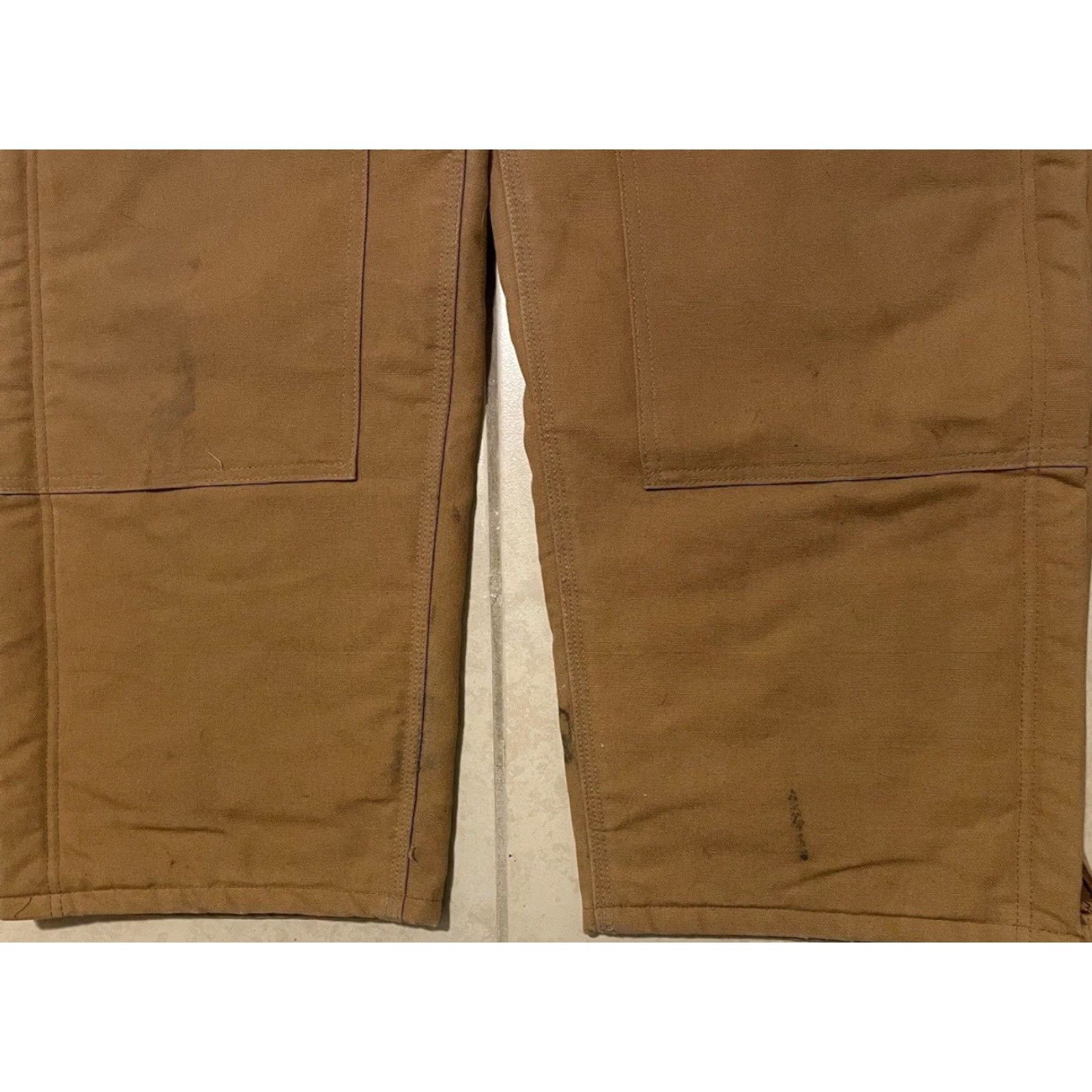Carhartt VINTAGE Carhartt Overalls Jeans 40 Brown Quilted Lined Double Knee Work 80s 90s Trucker Grunge USA Mens Size US 40 / EU 56 - 4 Thumbnail