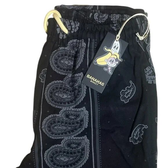 Bananas Monkey Black Paisley Sweatpants (Medium)