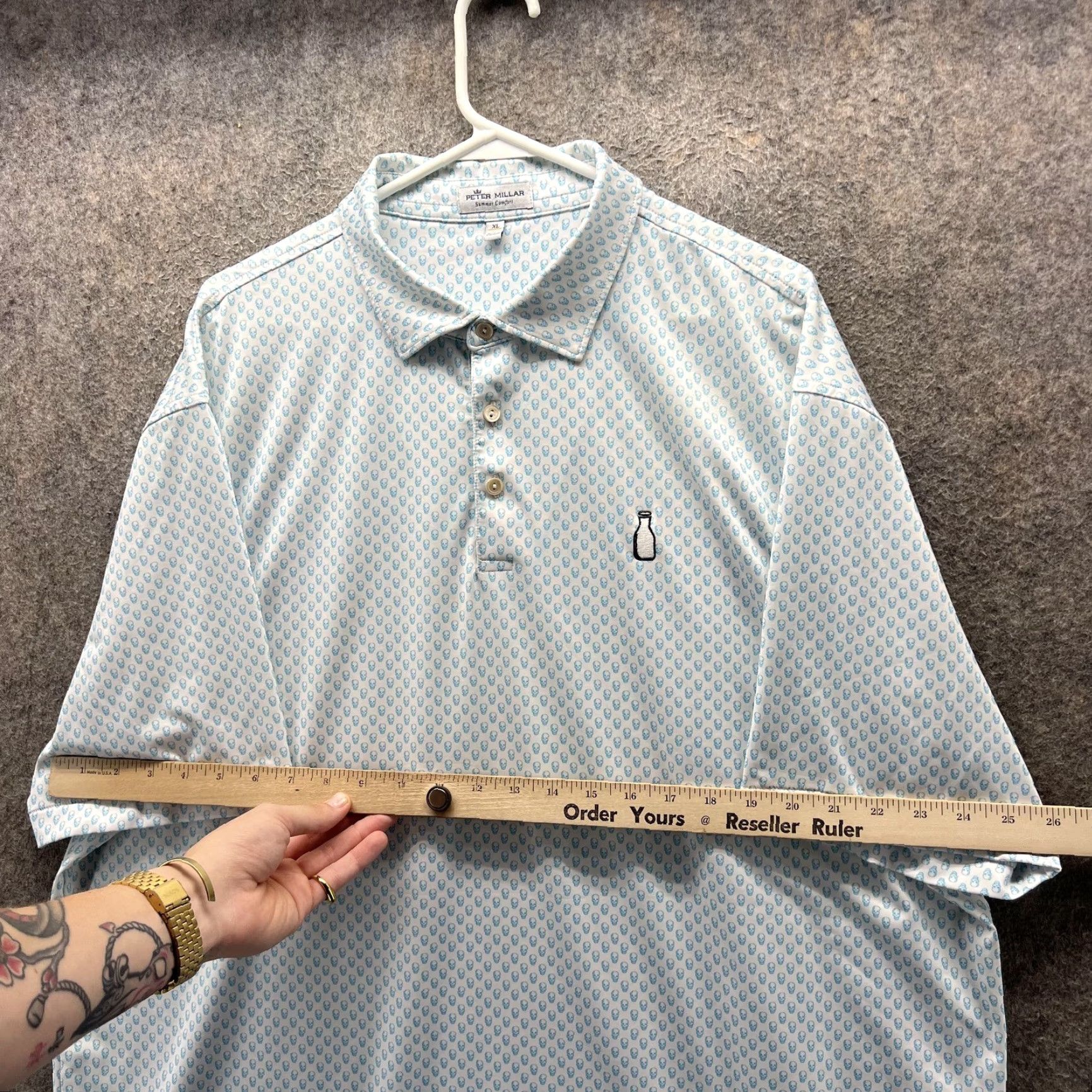 Peter Millar Peter Millar Polo Shirt Mens XL White Skull Print Golf Stretch Summer Comfort Shirt Mens XL White Skull Print Golf Stretch Size US XL / EU 56 / 4 - 4 Thumbnail