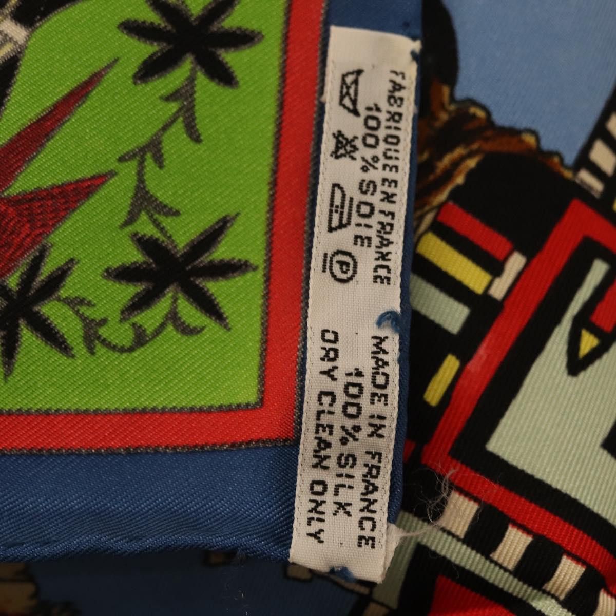 Hermes HERMES Carre 90 Scarf Silk Blue Red "KACHINAS" Auth ki6872M Size ONE SIZE - 23 Thumbnail