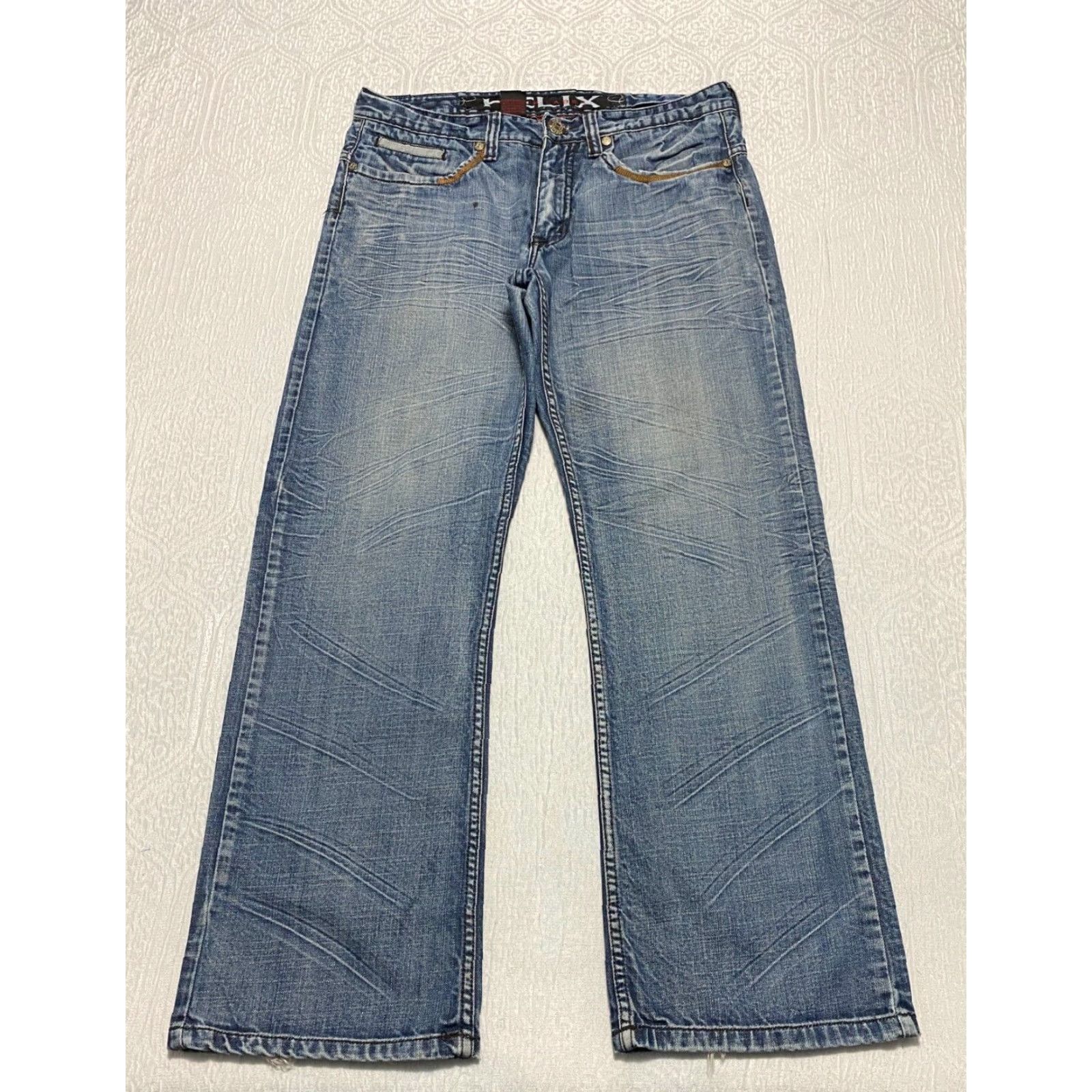 Vintage Helix Black Label Jeans Men Size 34 Reg Bootcut 5-Pocket Denim 100% Cotton Blue Y2K 90s Embroidered Pattern: Solid Size US 34 / EU 50 - 2 Thumbnail