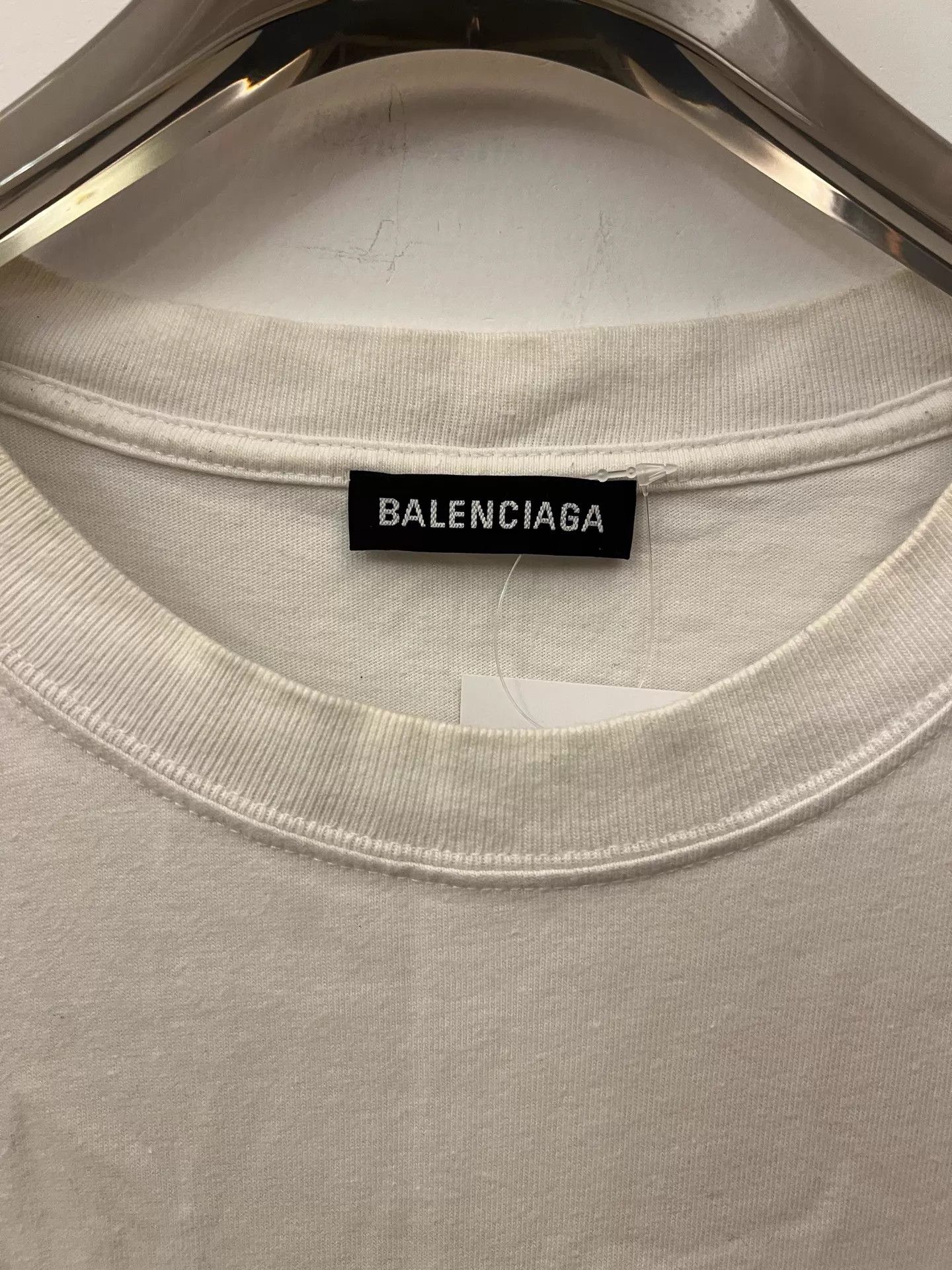 Balenciaga Balenciaga Men's Band Print Logo SS White XL Tee Size US XL / EU 56 / 4 - 2 Thumbnail