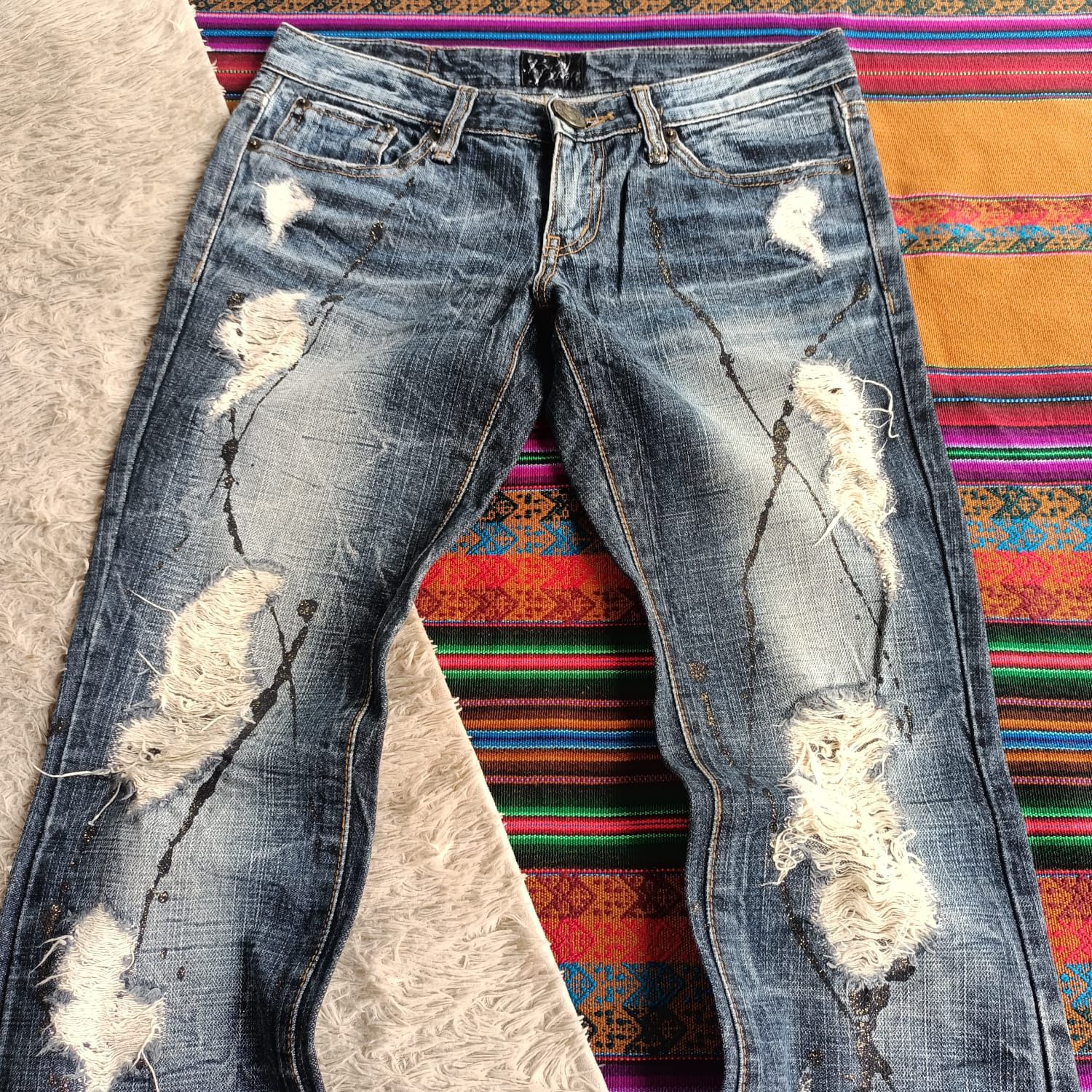GOSTAR DE FUGA × Japanese Brand BB67J splatter paint flare denim Size US 31 - 3 Thumbnail