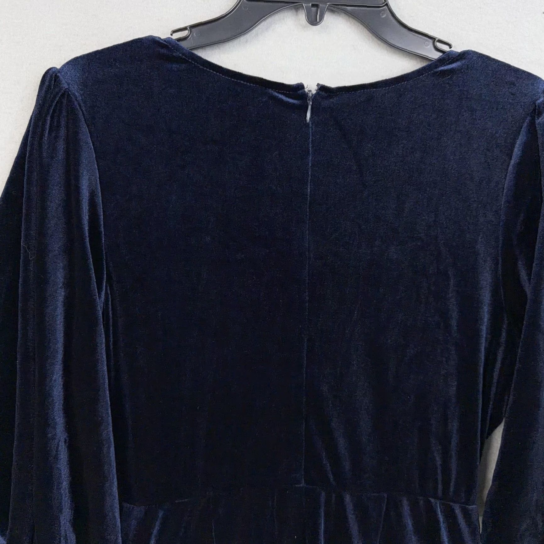 Vintage eShakti Dress Womens M Blue Velvet Maxi Bell Sleeve Formal Wedding Party Size M / US 6-8 / IT 42-44 - 6 Thumbnail