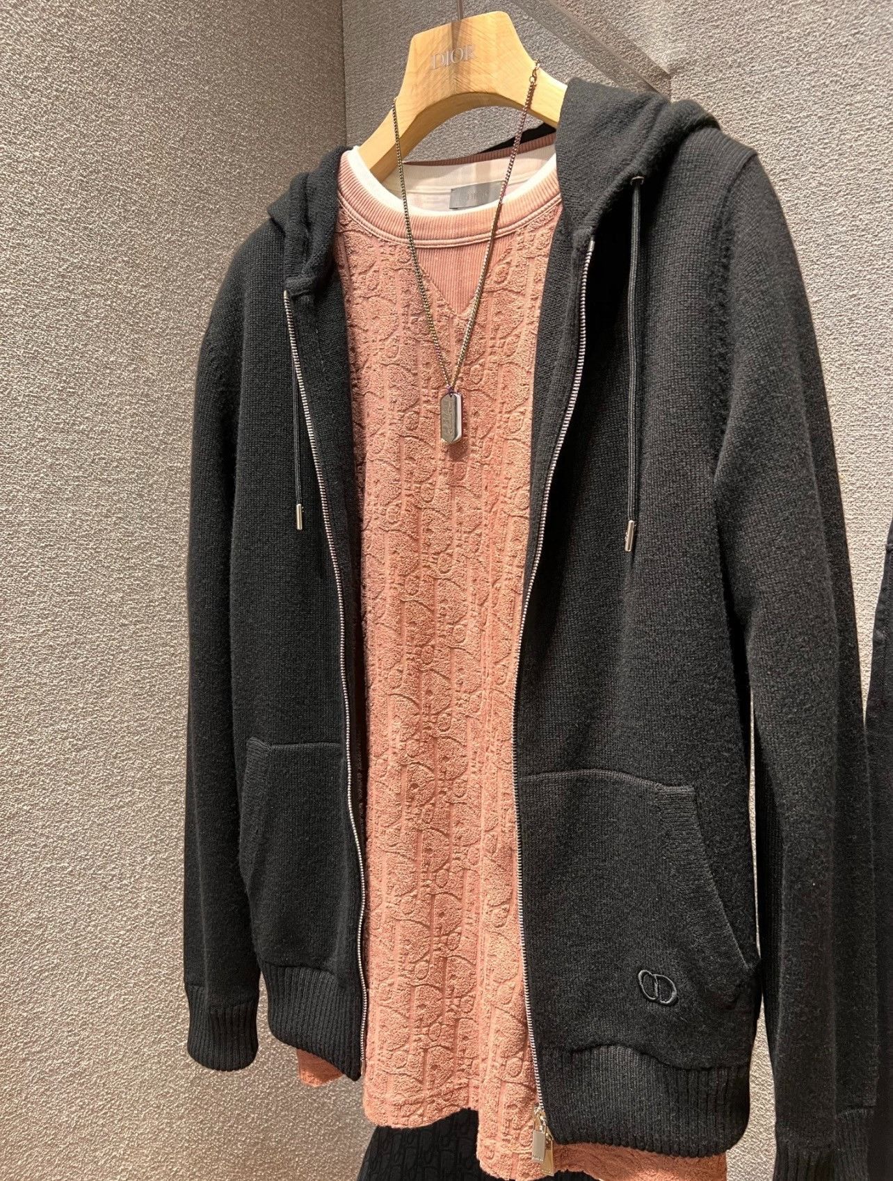 Dior Dior Letter Embroidery Cashmere Zip Hoodie Size US L / EU 52-54 / 3 - 1 Thumbnail