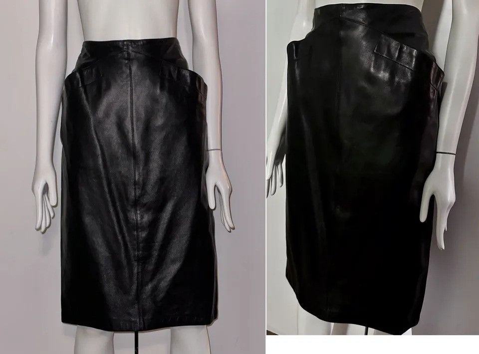 Claude Montana CLAUDE MONTANA POUR IDEAL CUIR Iconic Leather Coat Skirt Set Size M / US 6-8 / IT 42-44 - 12 Thumbnail