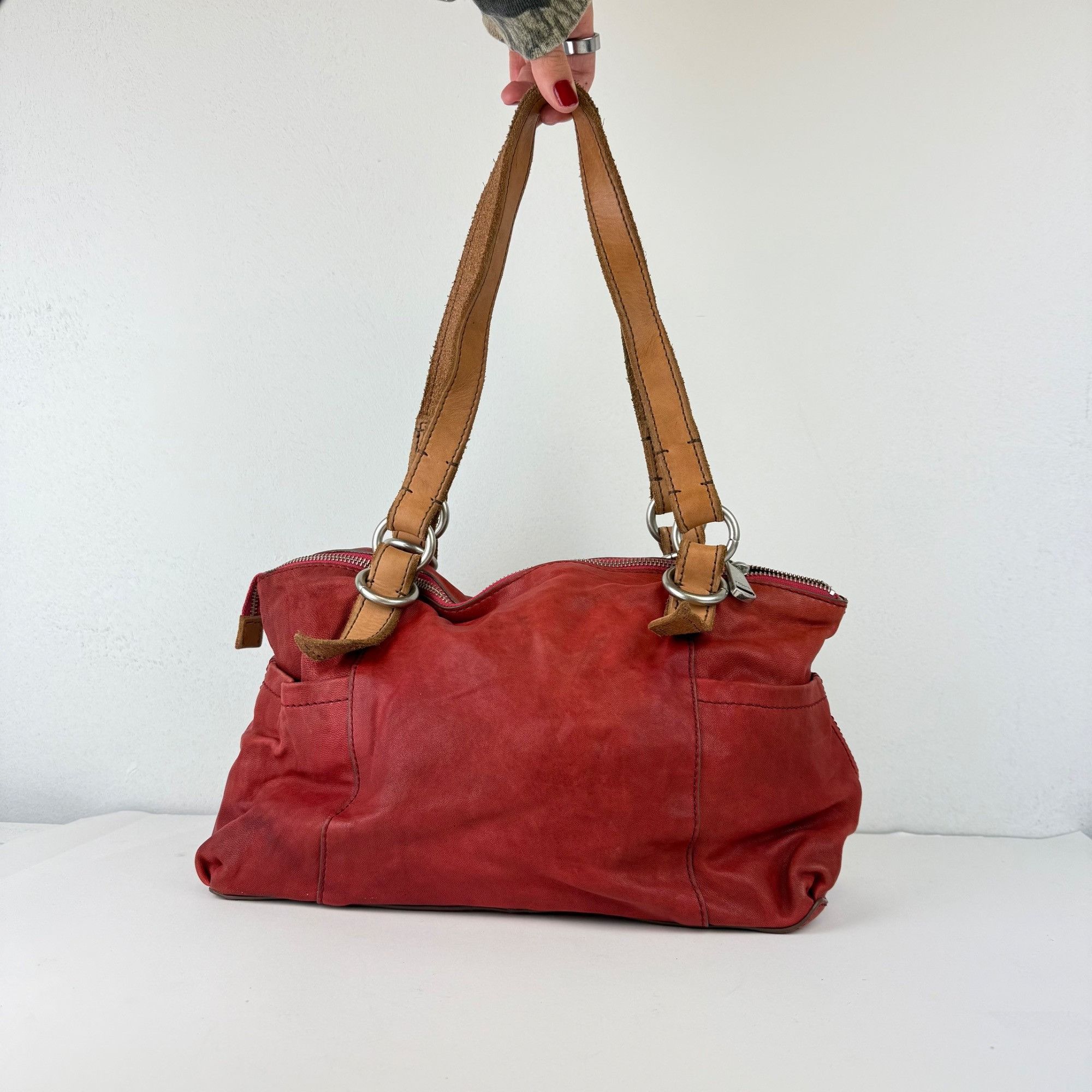 Other Y2K Fossil Peach Leather Handbag Size ONE SIZE - 1 Thumbnail